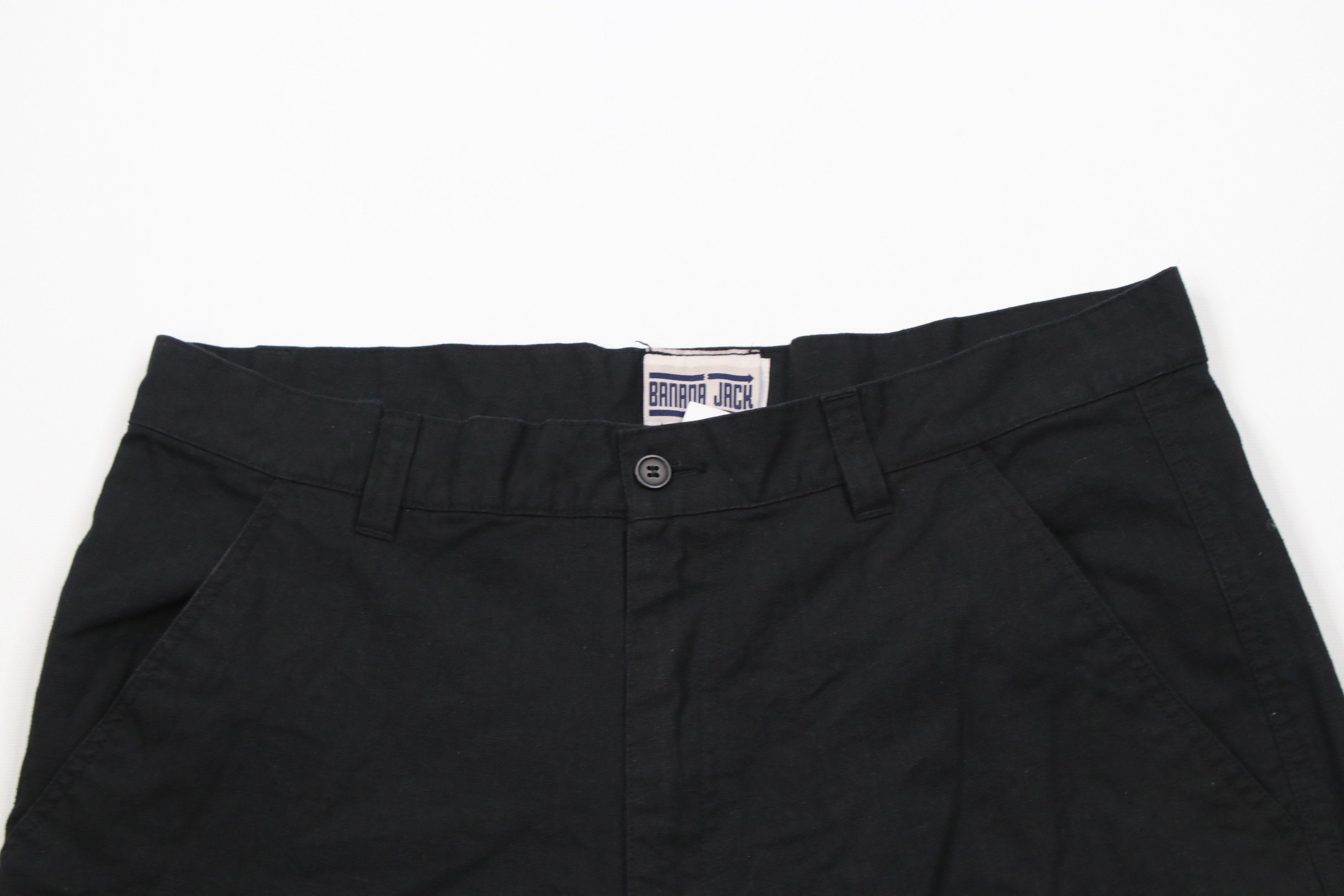 Vintage Vintage 90s Streetwear Fit Linen Blend Cargo Shorts Black Size US 36 / EU 52 - 2 Thumbnail