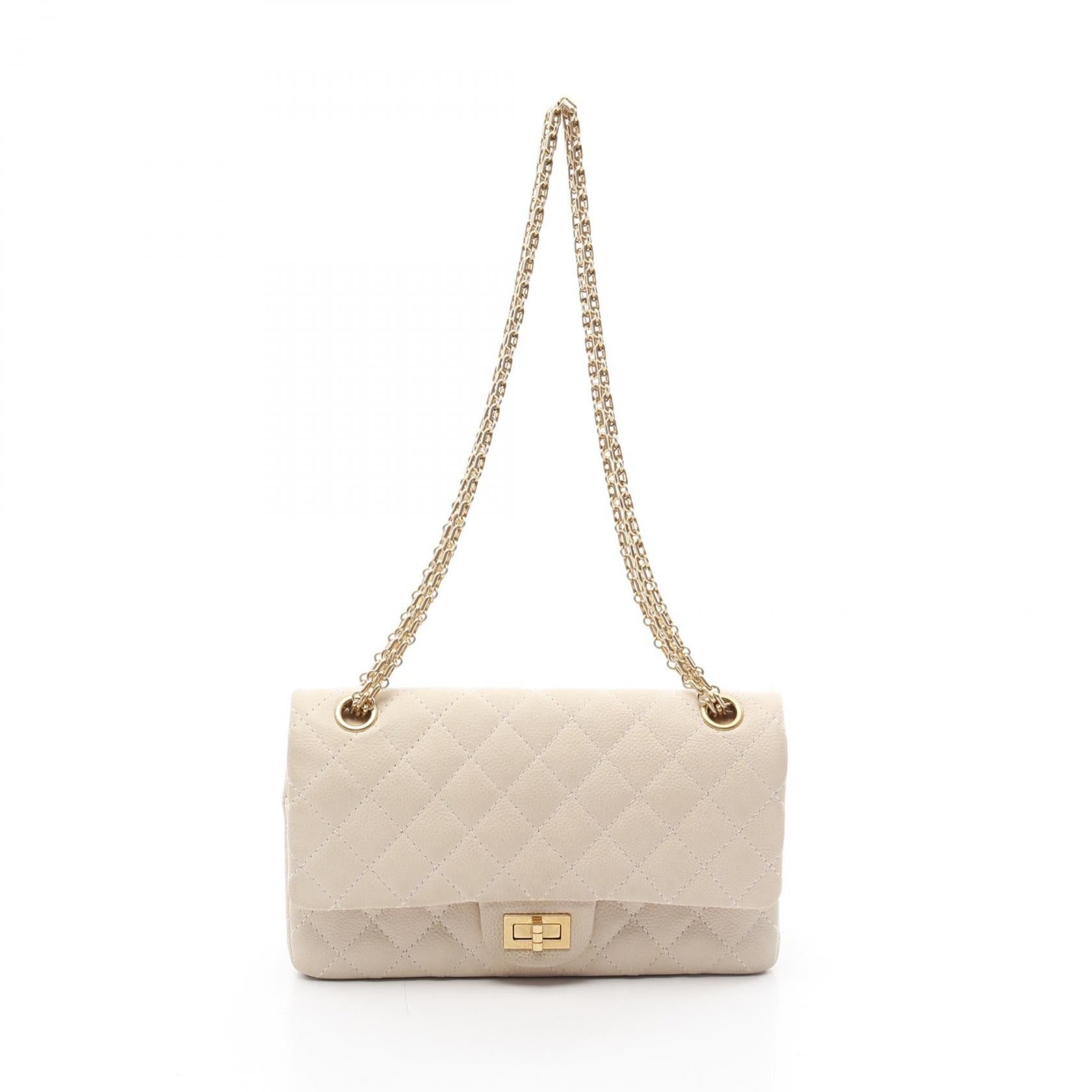 Chanel Chanel 2.55 Matelasse Mademoiselle Chain Double Shoulder Bag Nubuck Caviar Skin Ivory Gold Hardware Size ONE SIZE - 1 Thumbnail