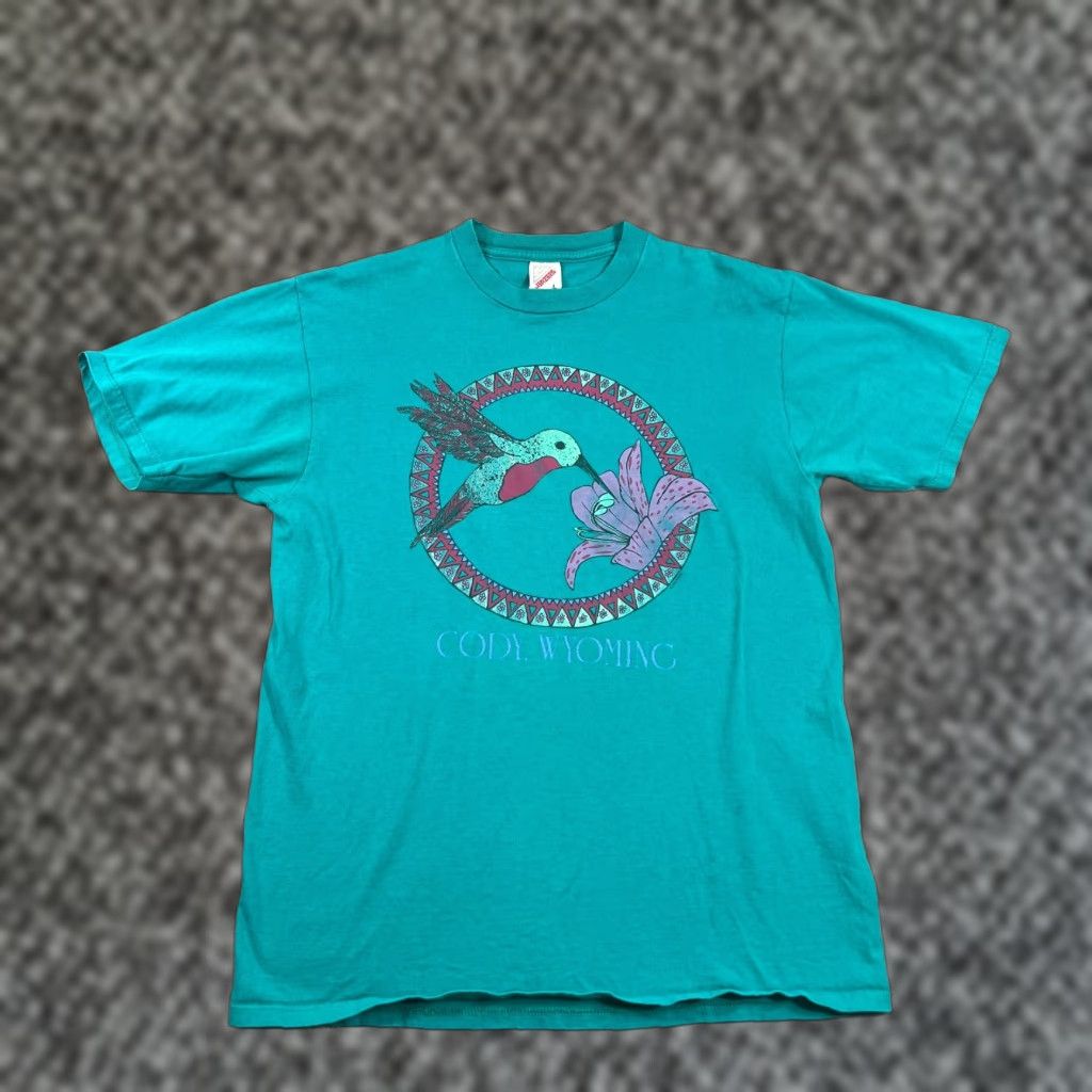 Vintage VINTAGE M & M Hummingbird Shirt Large Blue Animal Print USA Y2K 90s Mens Size US L / EU 52-54 / 3 - 1 Thumbnail