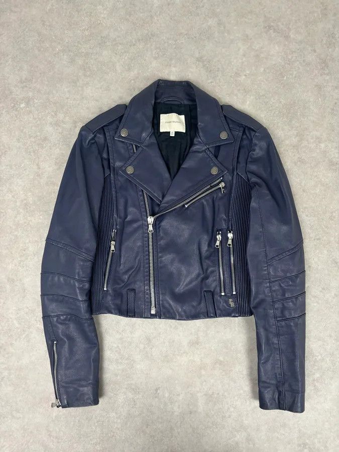 Pierre Balmain 2010s Pierre Balmain Perfecto Biker Blue Leather Jacket Size S / US 4 / IT 40 - 1 Thumbnail