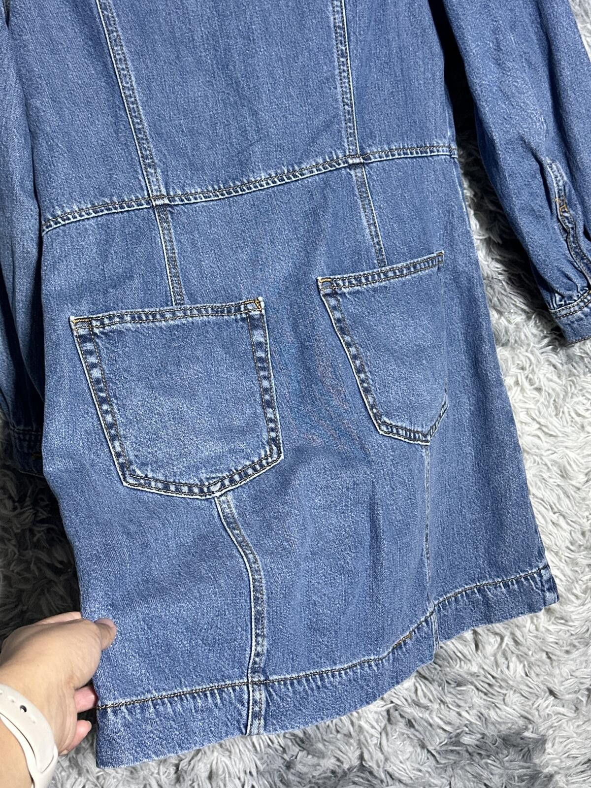 Unknown London Denim Zip-Up Long Sleeve Dress with Pockets Size S / US 4 / IT 40 - 4 Thumbnail