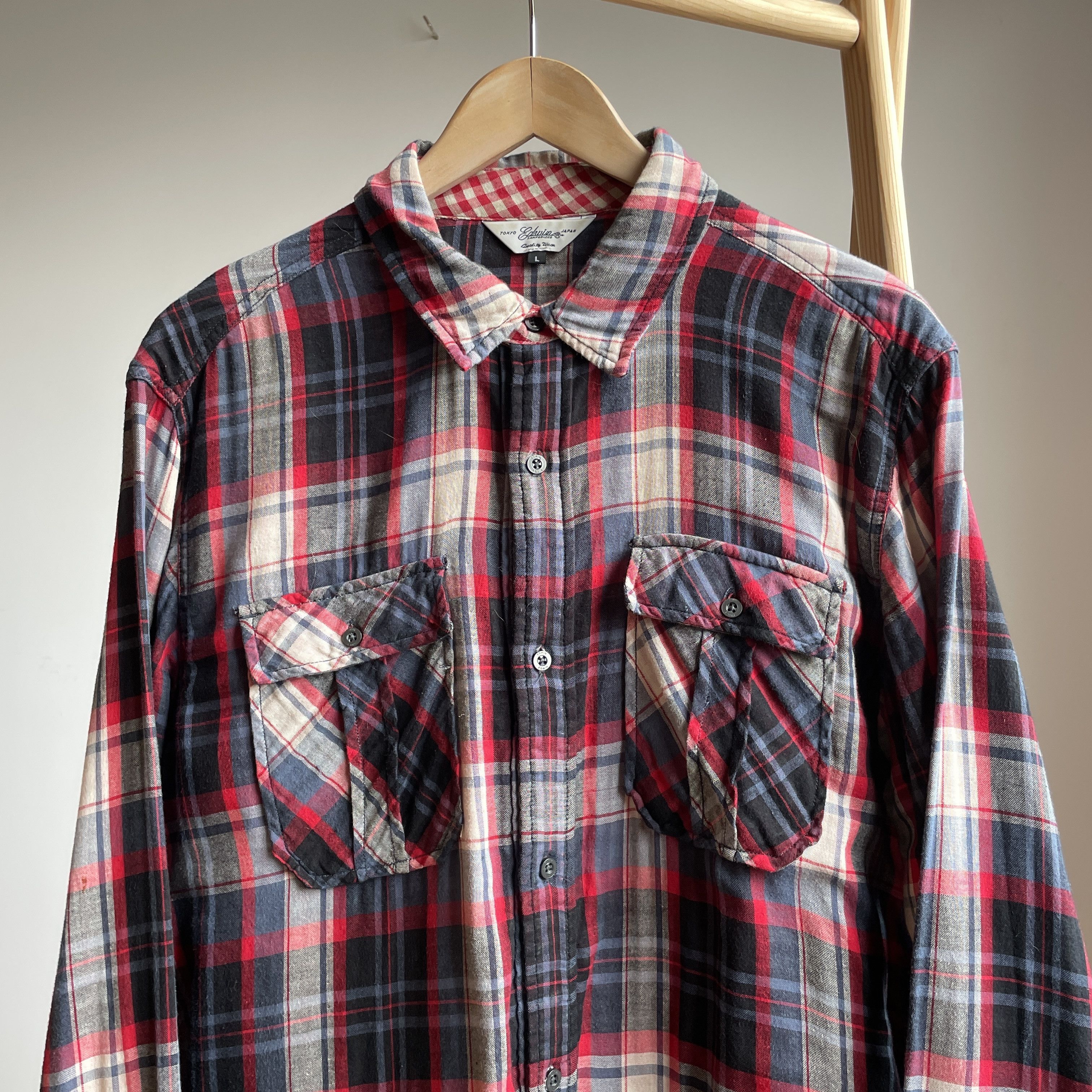 Edwin Edwin Plaid Shin Double Face Shirt Size L Size US L / EU 52-54 / 3 - 3 Thumbnail