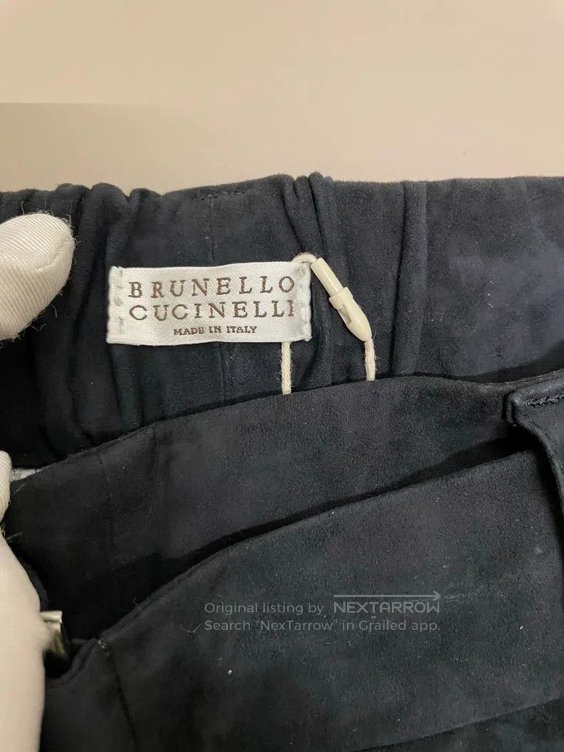 Brunello Cucinelli Brunello Cucinelli Deep Navy Leather High Waisted Trousers Size 27" / US 4 / IT 40 - 5 Thumbnail