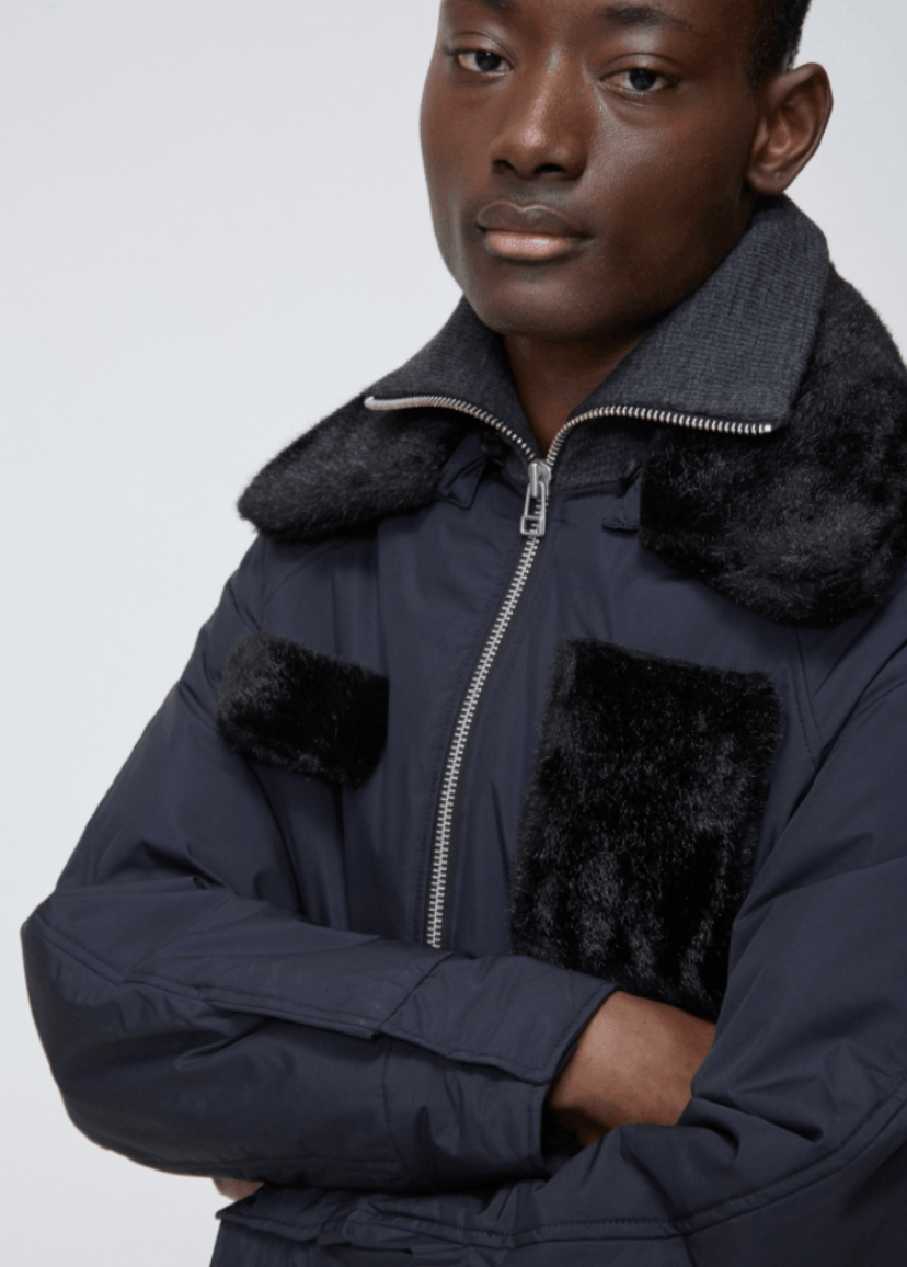 Tonsure Bomber jacket with fur collar and patch Size US L / EU 52-54 / 3 - 4 Thumbnail