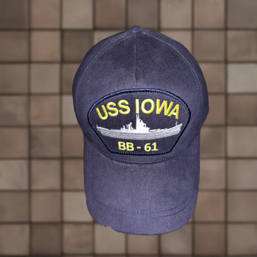 Vintage NEW USS Iowa BB-61 Ships Baseball cap hat Navy Blue USA Made Size ONE SIZE - 1 Thumbnail