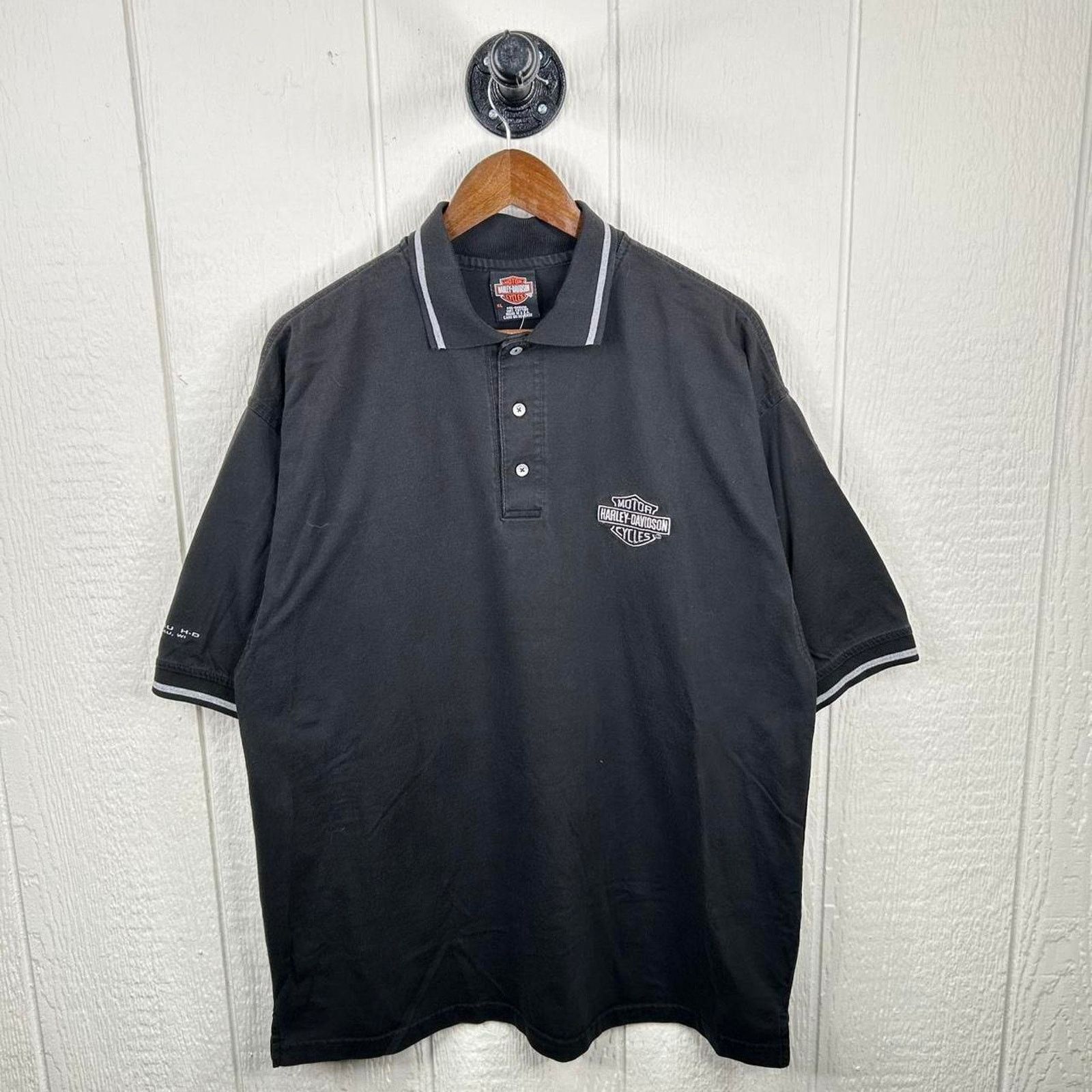 Harley Davidson Vintage 90’s Harley Davidson Black Polo Shirt Size X-Large Size US XL / EU 56 / 4 - 1 Thumbnail