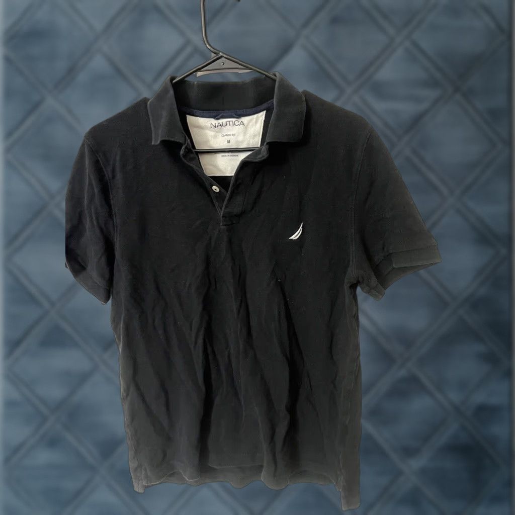 Nautica Nautica Shirt Mens Medium Black Polo Short Sleeve Solid Classic Fit Size US M / EU 48-50 / 2 - 1 Thumbnail