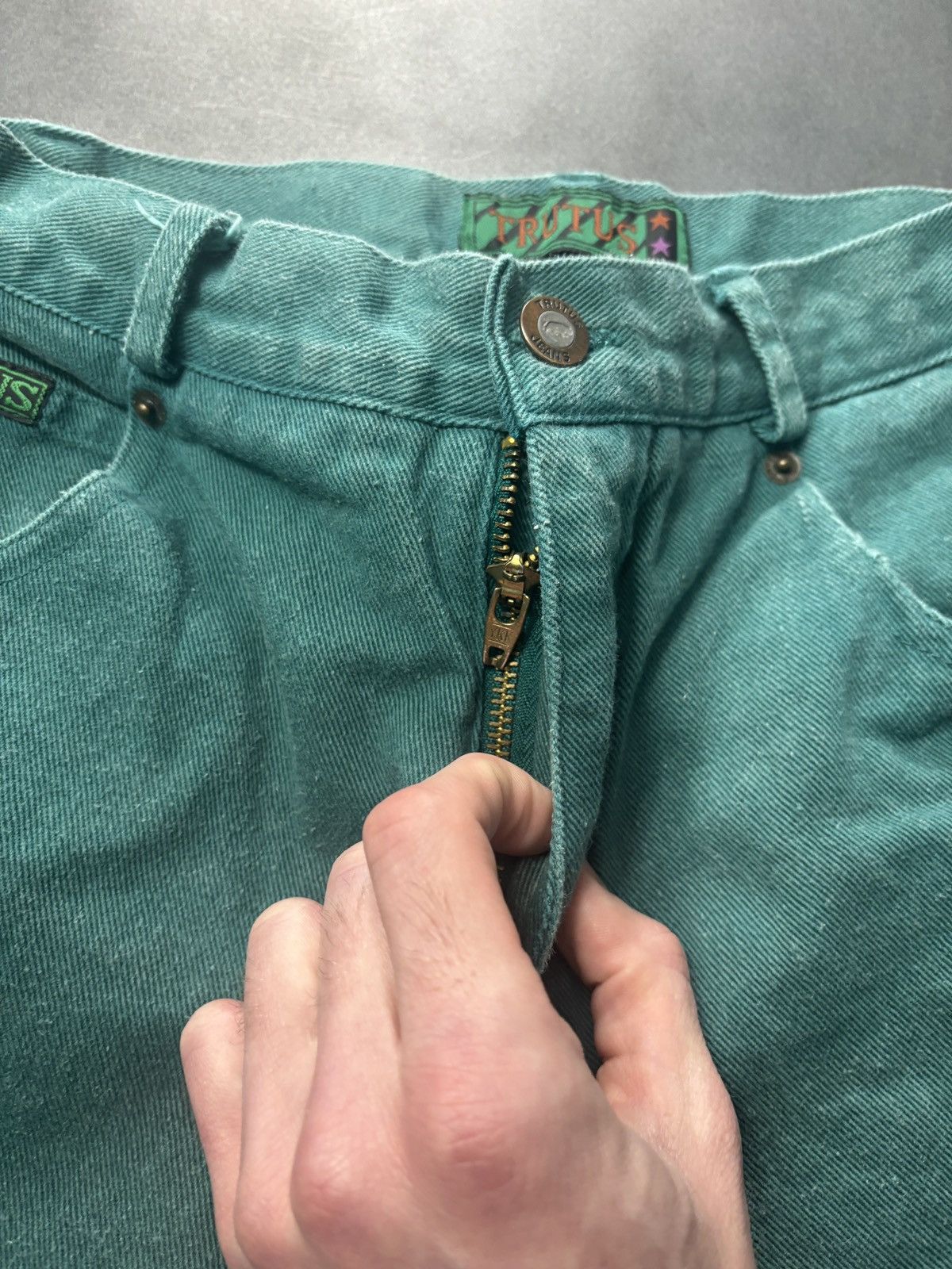 Vintage Vintage Jeans Shorts 90s Green Denim Faded Vintage Jorts Size US 27 - 3 Thumbnail