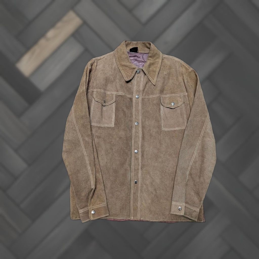 Vintage VINTAGE brown split suede cowhide leather M jacket Western Trucker Mens 40-42 1970s Size US M / EU 48-50 / 2 - 1 Thumbnail