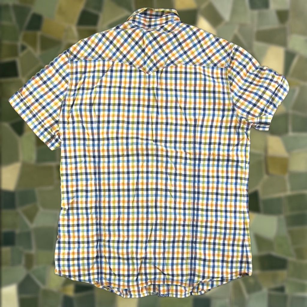 True Religion TRUE RELIGION Shirt Plaid Button-Up Short Sleeve Cotton Men L Blue Yellow Pink" Size US L / EU 52-54 / 3 - 1 Thumbnail