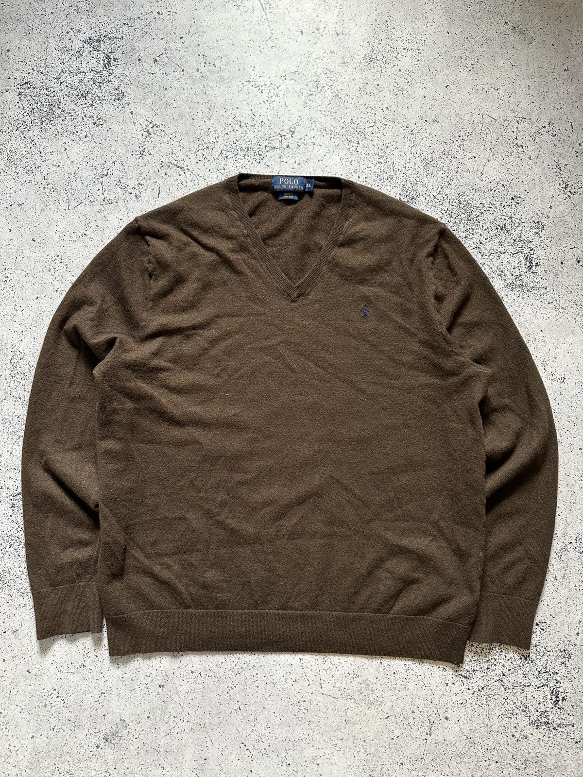 Polo Ralph Lauren Vintage Polo Ralph Lauren V-neck Sweater Brown Knit Y2K USA Size US XXL / EU 58 / 5 - 1 Thumbnail