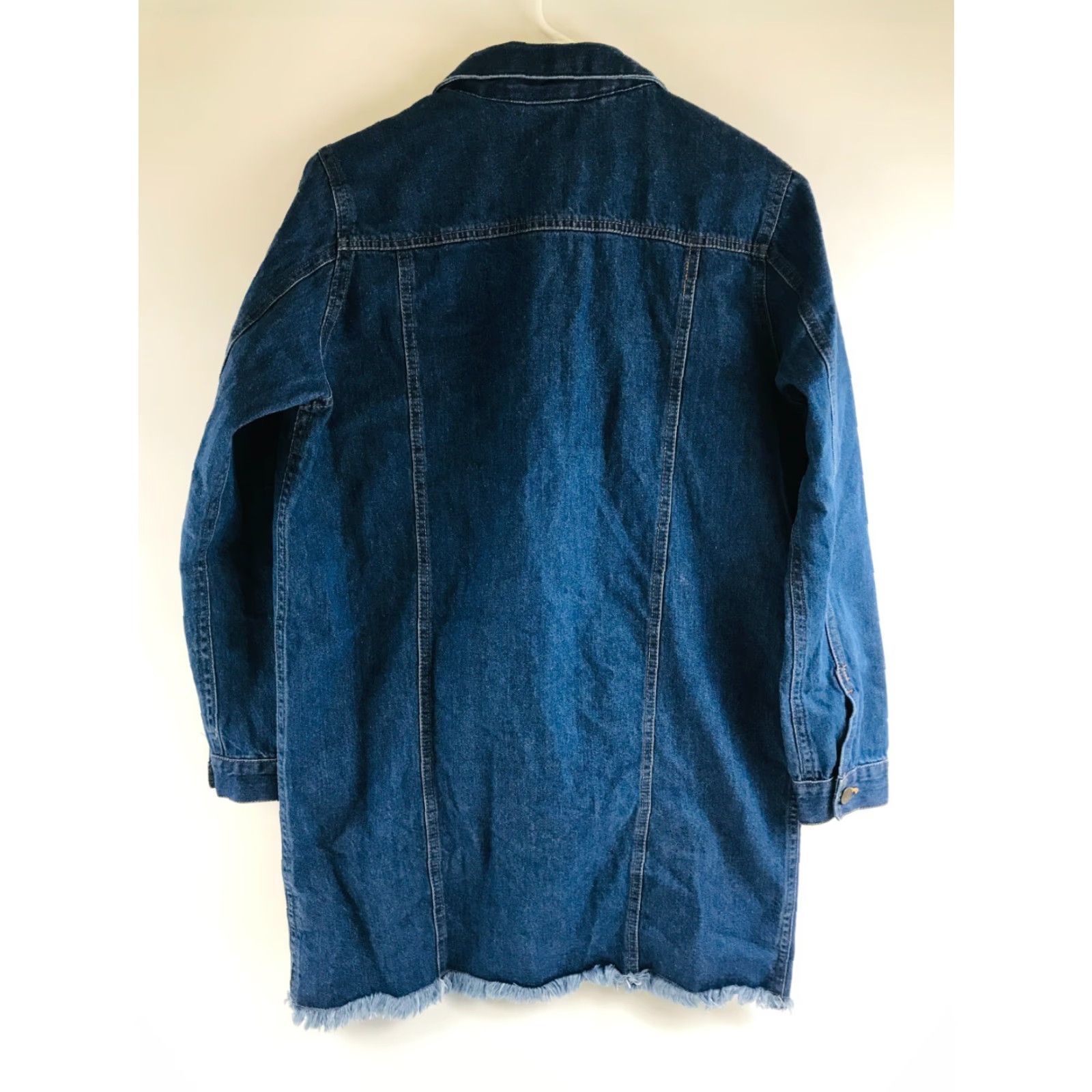 Denime Taxi Denim Shirt Women S Blue Denim Button Up Frayed Hem Distressed Long Sleeve Collared Shirt Dress Vintage No Size S / US 4 / IT 40 - 2 Thumbnail