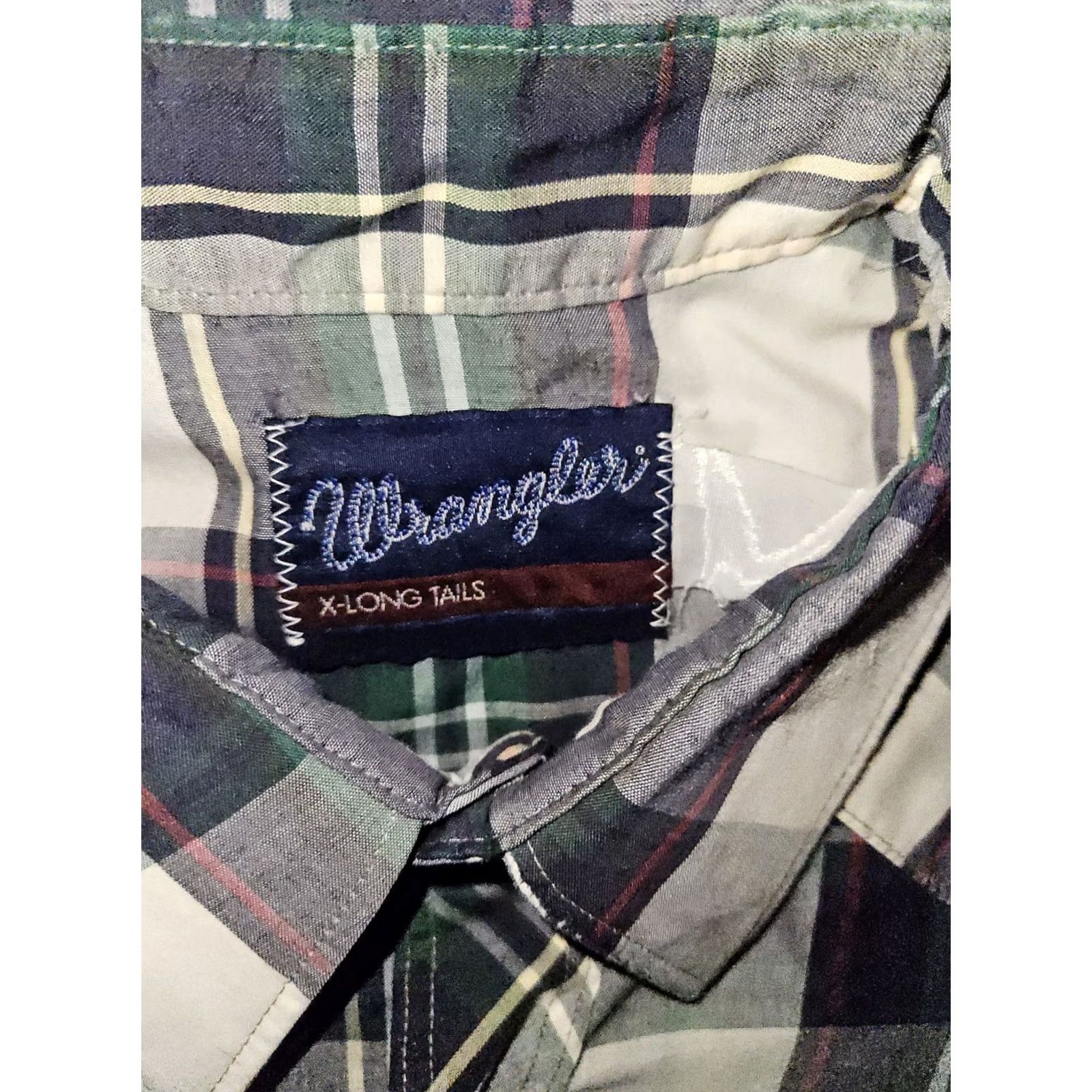 Wrangler VINTAGE Wrangler X-Long Tail Pearl Snap Shirt Men XL Long Sleeve Surged Hem Plaid Cowboy Retro Western Button-Up Boys? Size US XL / EU 56 / 4 - 2 Thumbnail