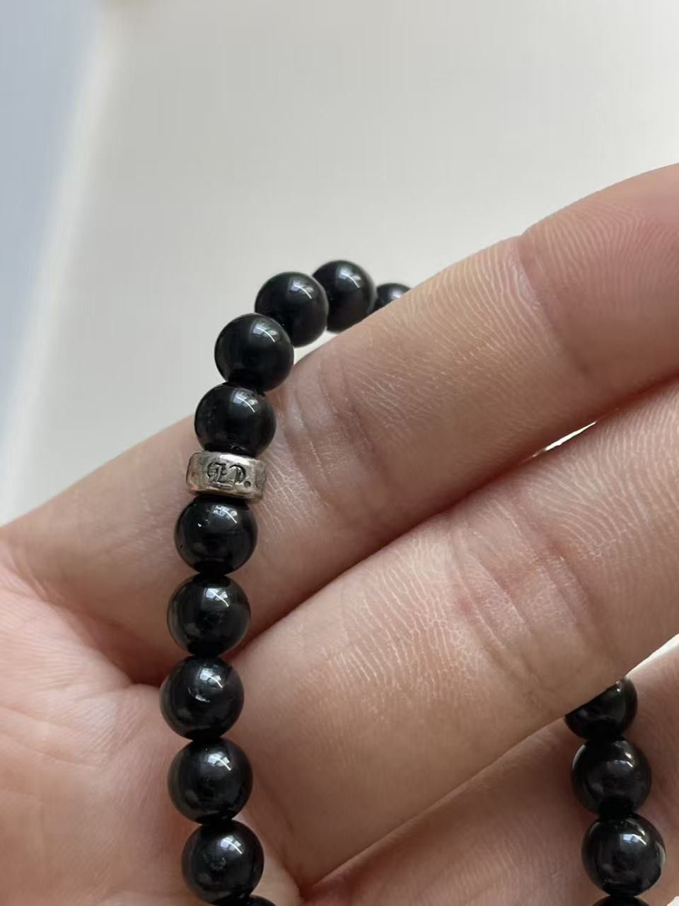 Chrome Hearts Chrome Hearts 6mm Obsidian Silver Vine Heart Beaded Bracelet Size ONE SIZE - 7 Thumbnail