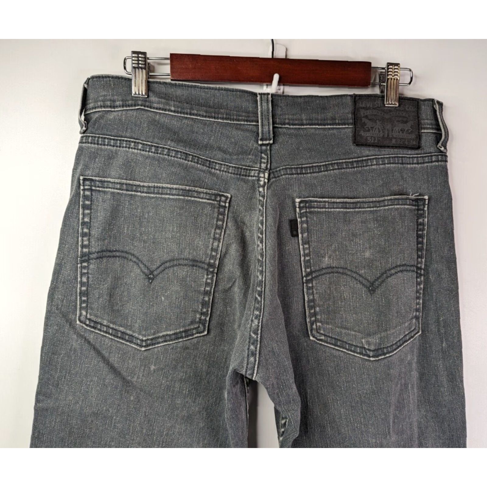 Levi's Levi's 511 Slim Fit Jeans Mens Gray Denim Dark Wash 34 Inseam 33 84511-0214 Size US 34 / EU 50 - 5 Thumbnail