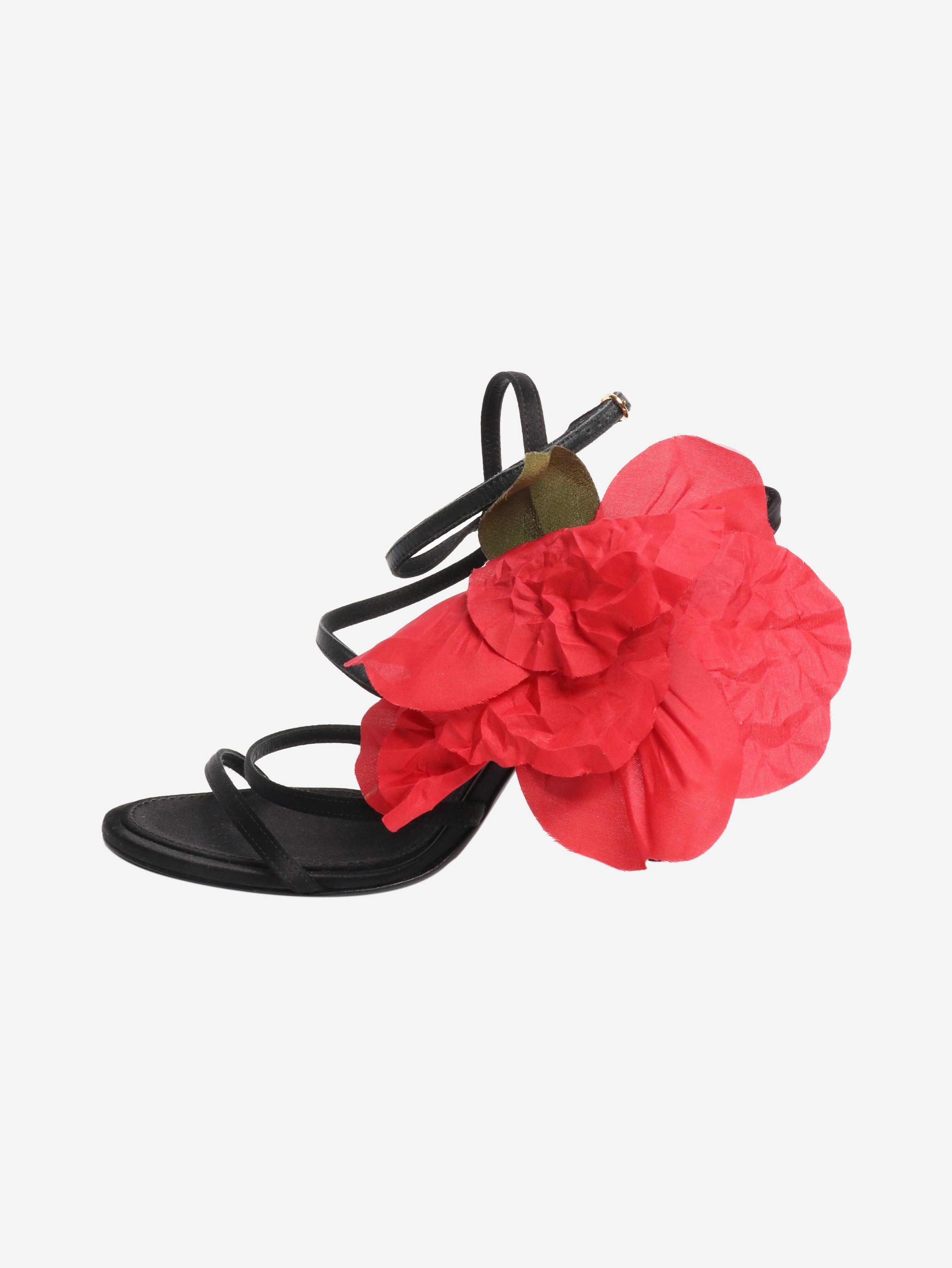 Other Black flower detail satin heels - EU 38 Size US 7.5 / IT 37.5 - 1 Thumbnail