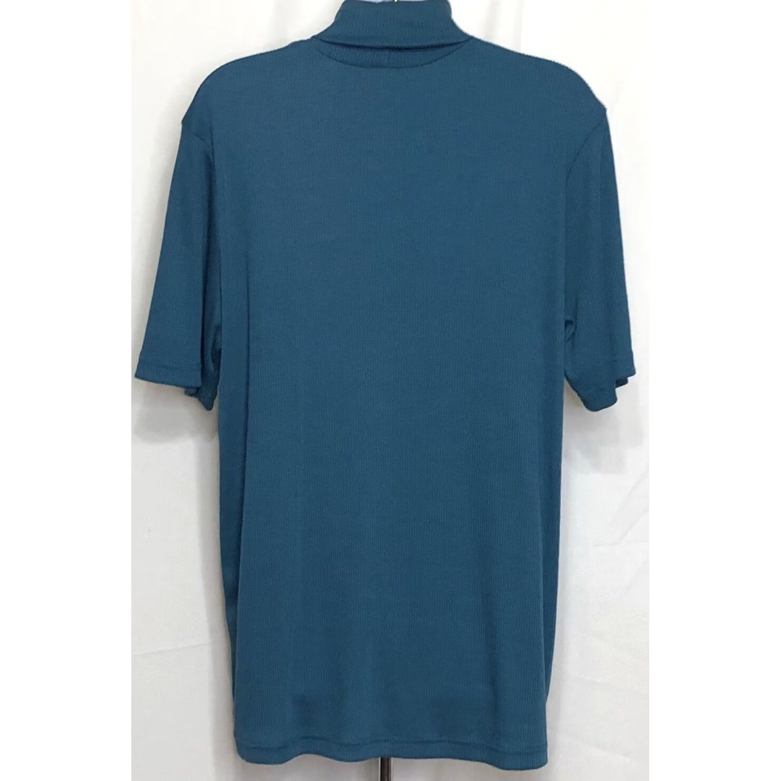 Altea MainStreet Blues Sweater L Teal Turtleneck Ribbed Knit Short Sleeve Classic Size L / US 10 / IT 46 - 3 Thumbnail
