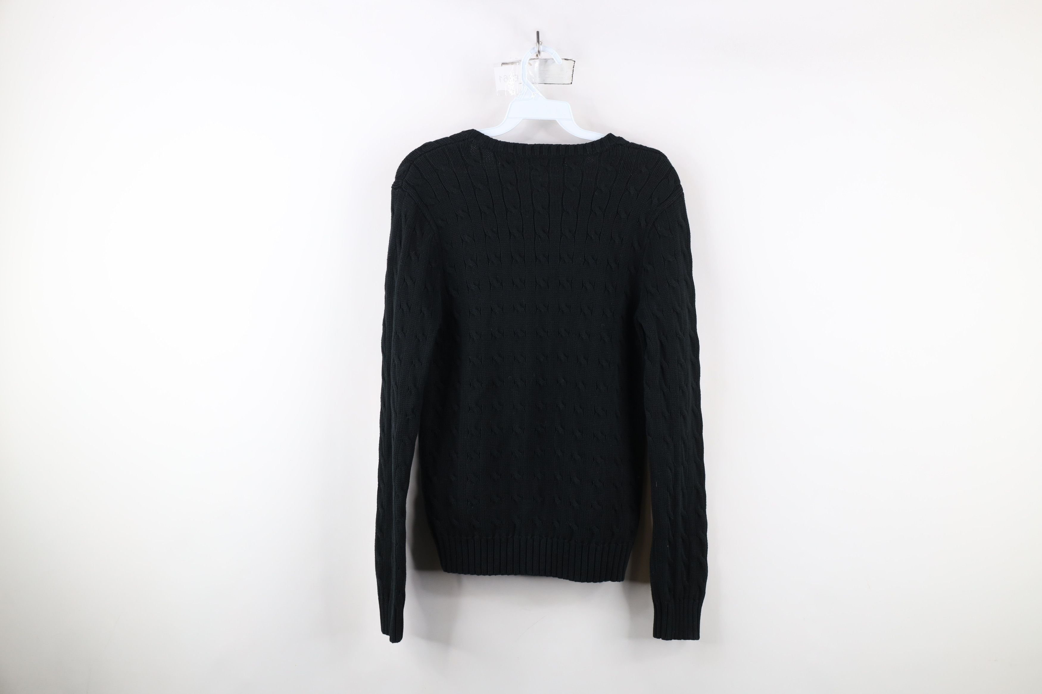Ralph Lauren × Vintage Vintage 90s Ralph Lauren Cable Knit V-Neck Sweater Black Size L / US 10 / IT 46 - 8 Thumbnail