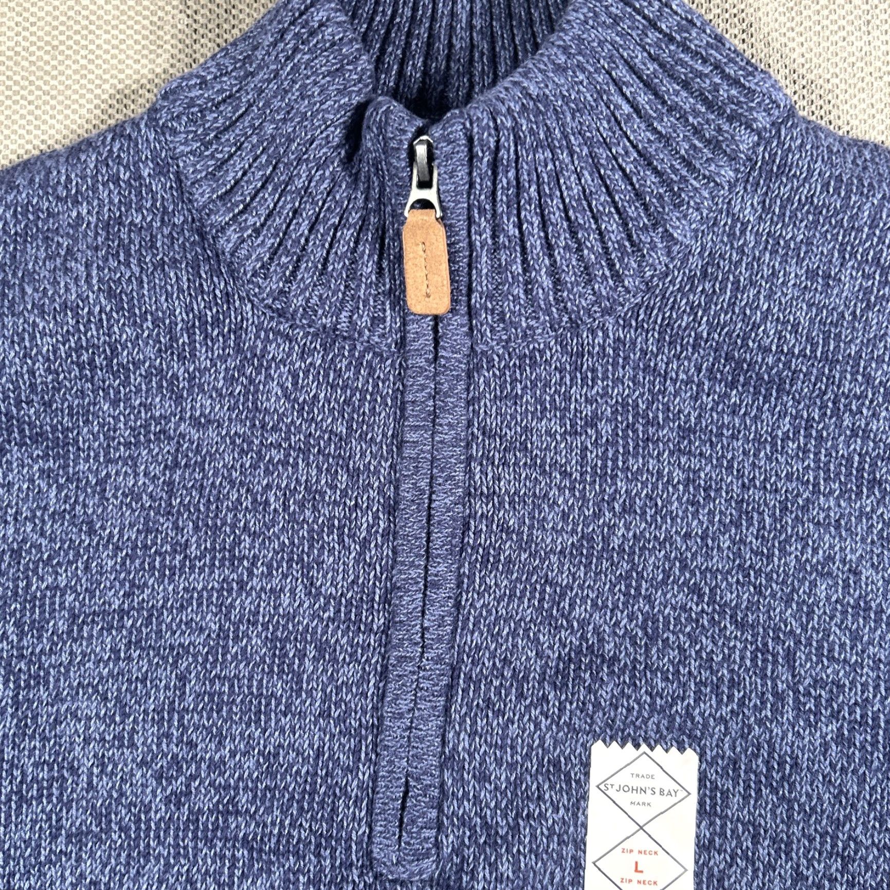Vintage St Johns Bay Sweater L Blue Eclipse Quarter Zip Zip Neck Men Large Pullover Size US L / EU 52-54 / 3 - 3 Thumbnail