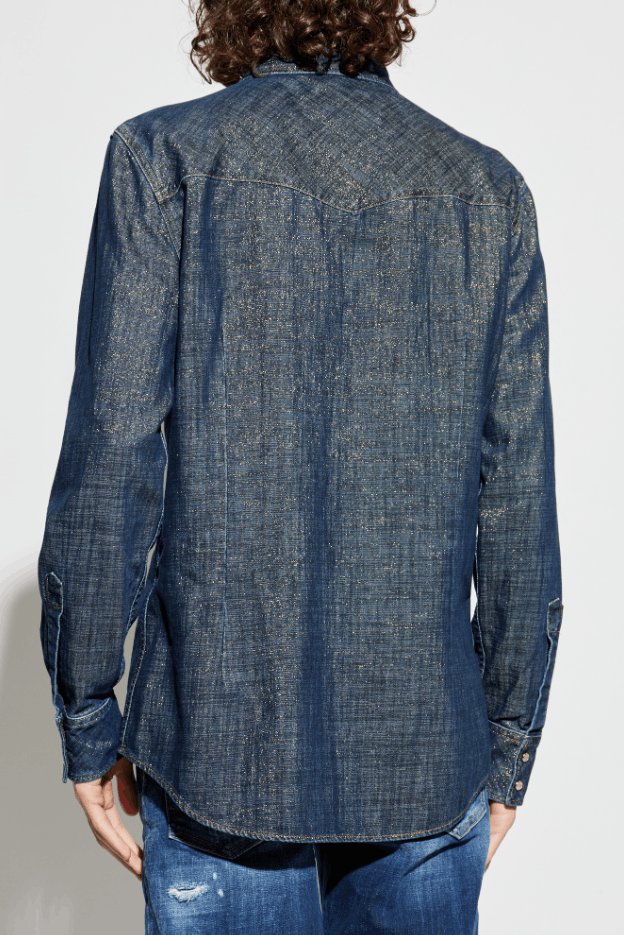 Dsquared2 BNWT AW25 DSQUARED2 LUREX THREAD DENIM SHIRT 48 Size US M / EU 48-50 / 2 - 13 Thumbnail