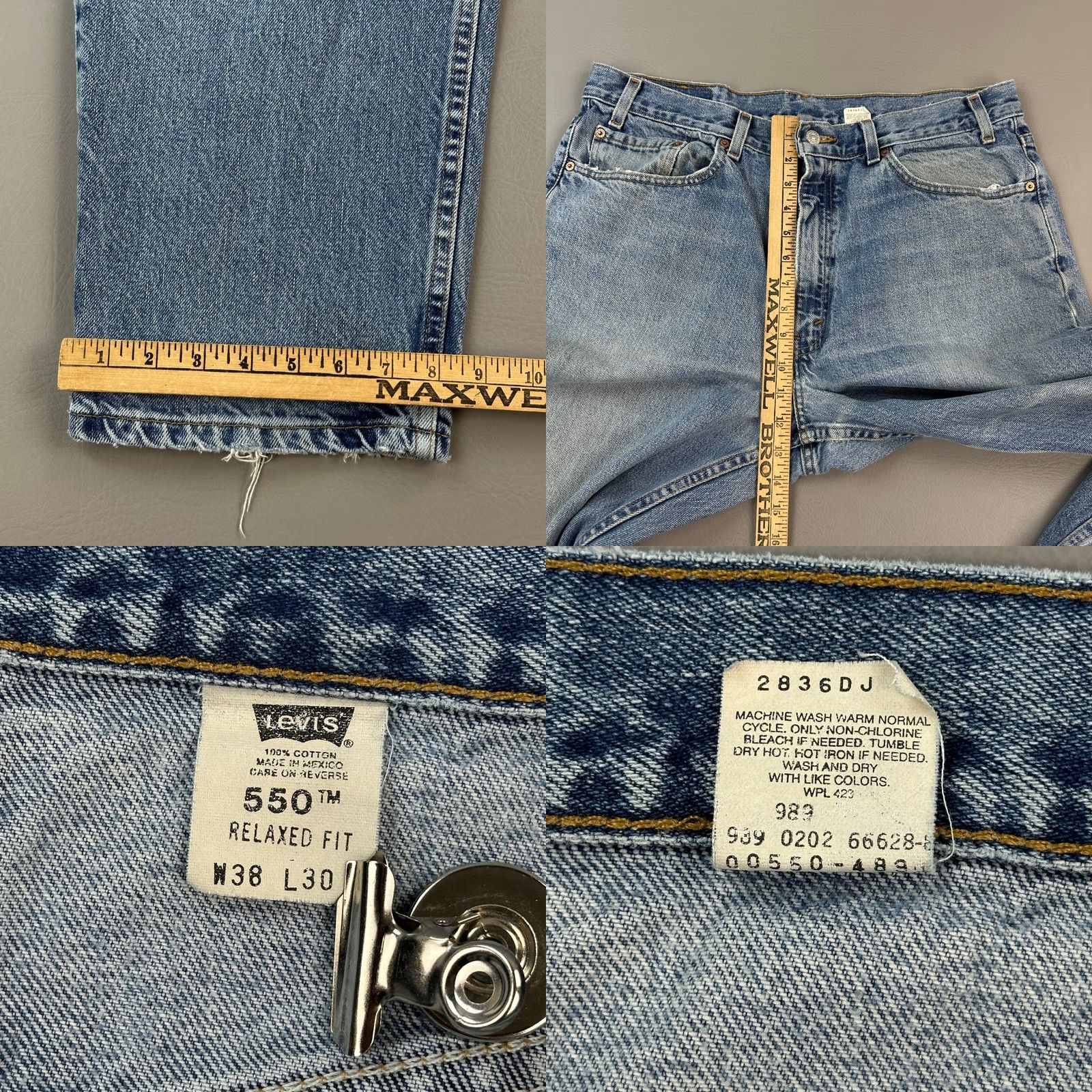 Levi's Vintage Levi's 550 Jeans Mens 38x30 Medium Wash Relaxed Fit Distressed Y2K Denim Cotton Blue 5-Pocket Mens Regular 90s Grunge Logo Jeans Size US 38 / EU 54 - 8 Thumbnail