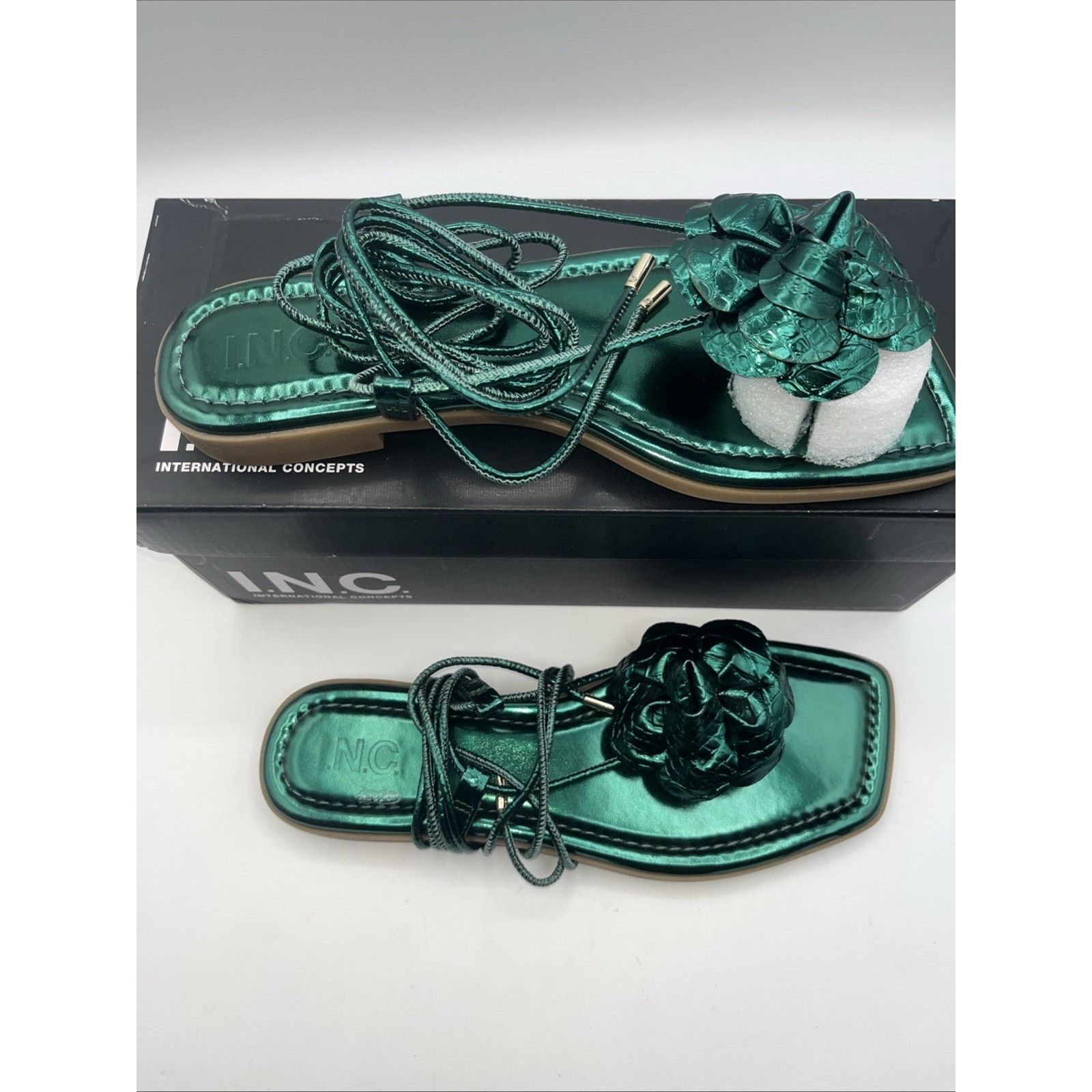 Other I.N.C. Womens Gilma Flower Flat Green 9M Viking Gladiator Size US 9 / IT 39 - 7 Thumbnail