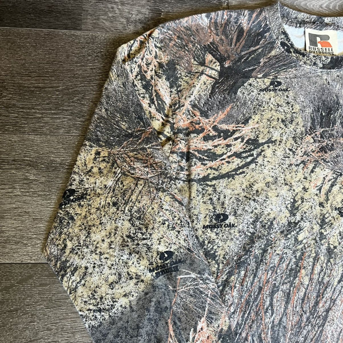 Russell Athletic Vintage Russell Athletic Mossy Oak Brush Camo Longsleeve Tee Size US L / EU 52-54 / 3 - 3 Thumbnail
