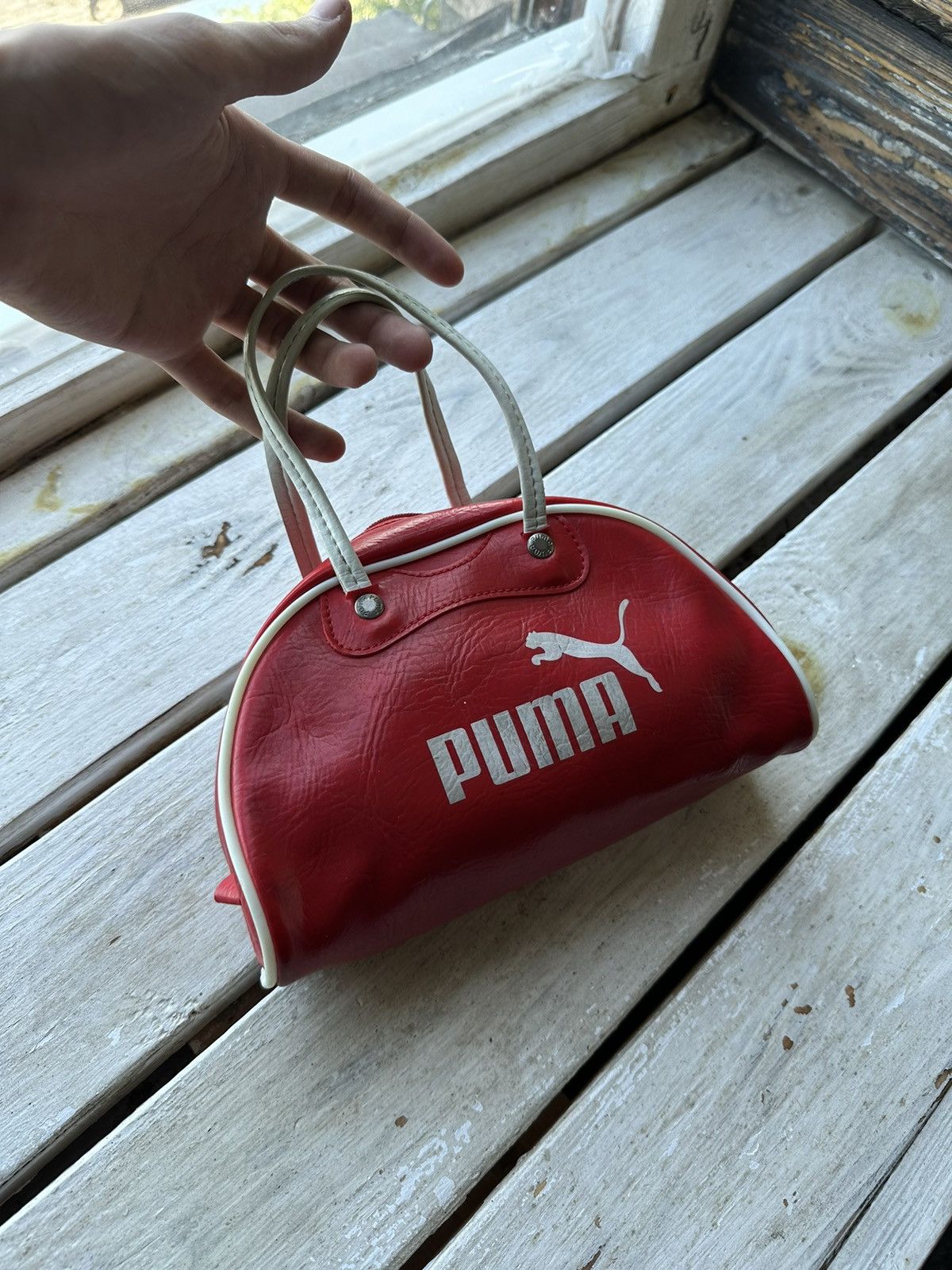 Puma × Vintage ❗️Vintage Puma Leather Mini Bag AVANT GARDE y2k big logo Size ONE SIZE - 1 Thumbnail