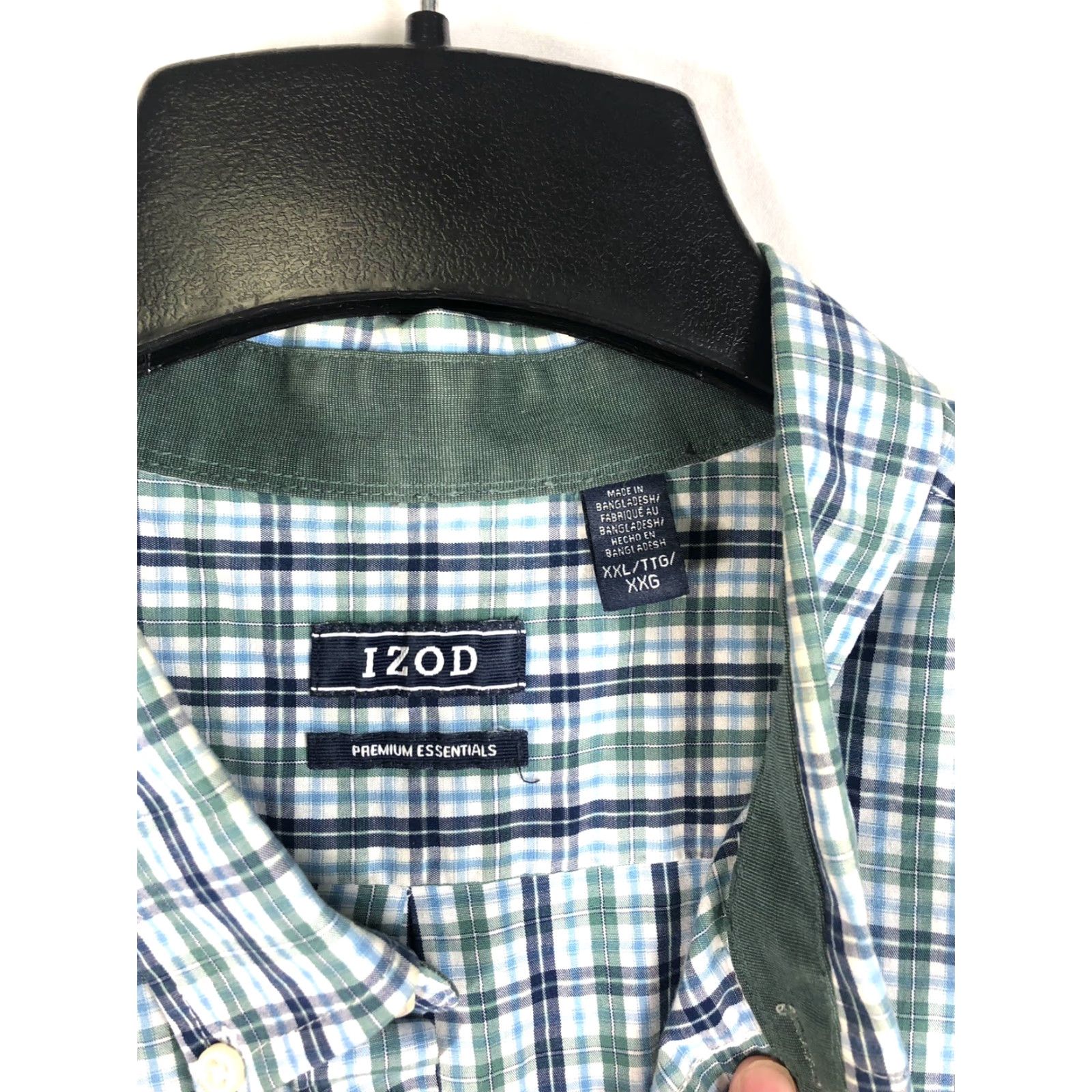Izod IZOD Mens Shirt 2XL Plaid Long Sleeve Button-Up Green Blue Casual Shirt Mens Size US XXL / EU 58 / 5 - 3 Thumbnail