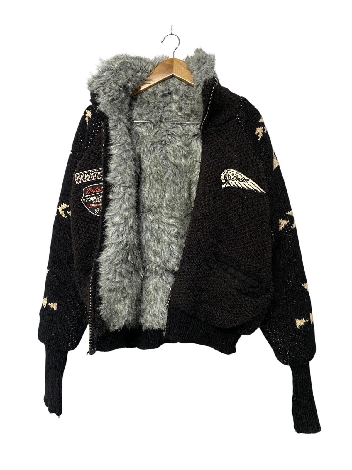 Indian Motorcycle Indian Motorcycle club fur knit navajo print jacket Size US M / EU 48-50 / 2 - 7 Thumbnail