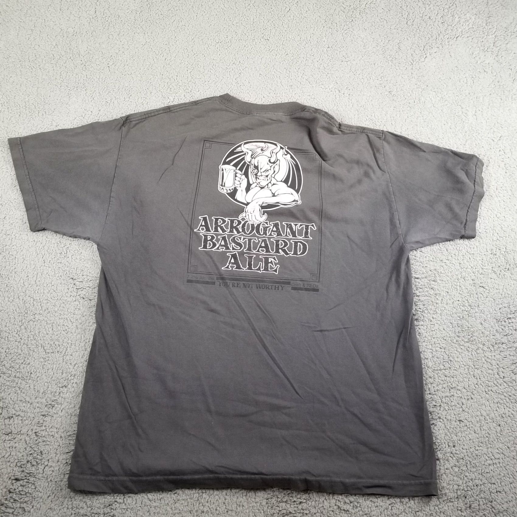 Doublet Arrogant Bastard Ale Shirt Mens L Gray Cotton Knit Double-Sided Logo Vintage 90s Beer Logo T-Shirt Size US L / EU 52-54 / 3 - 2 Thumbnail