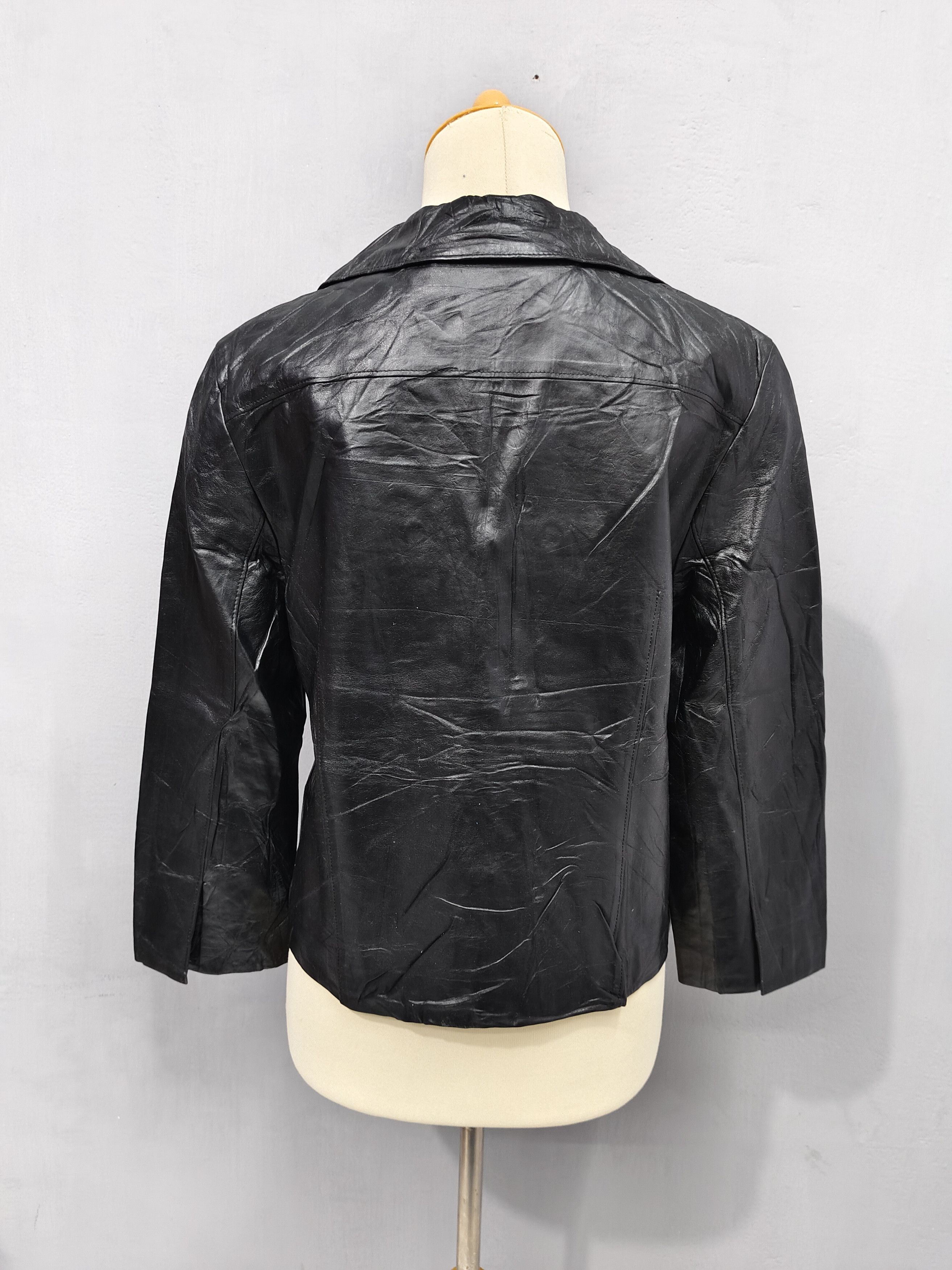 DKNY 90s DKNY- Y2K Oversize Boxy Lambskin Minimal Leather Jacket Size L / US 10 / IT 46 - 4 Thumbnail