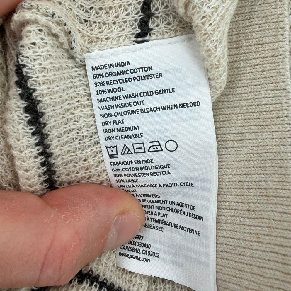 Prana NWT prAna Oatmeal Stripe Milani V-Neck Sweater Size SMALL Size S / US 4 / IT 40 - 6 Thumbnail