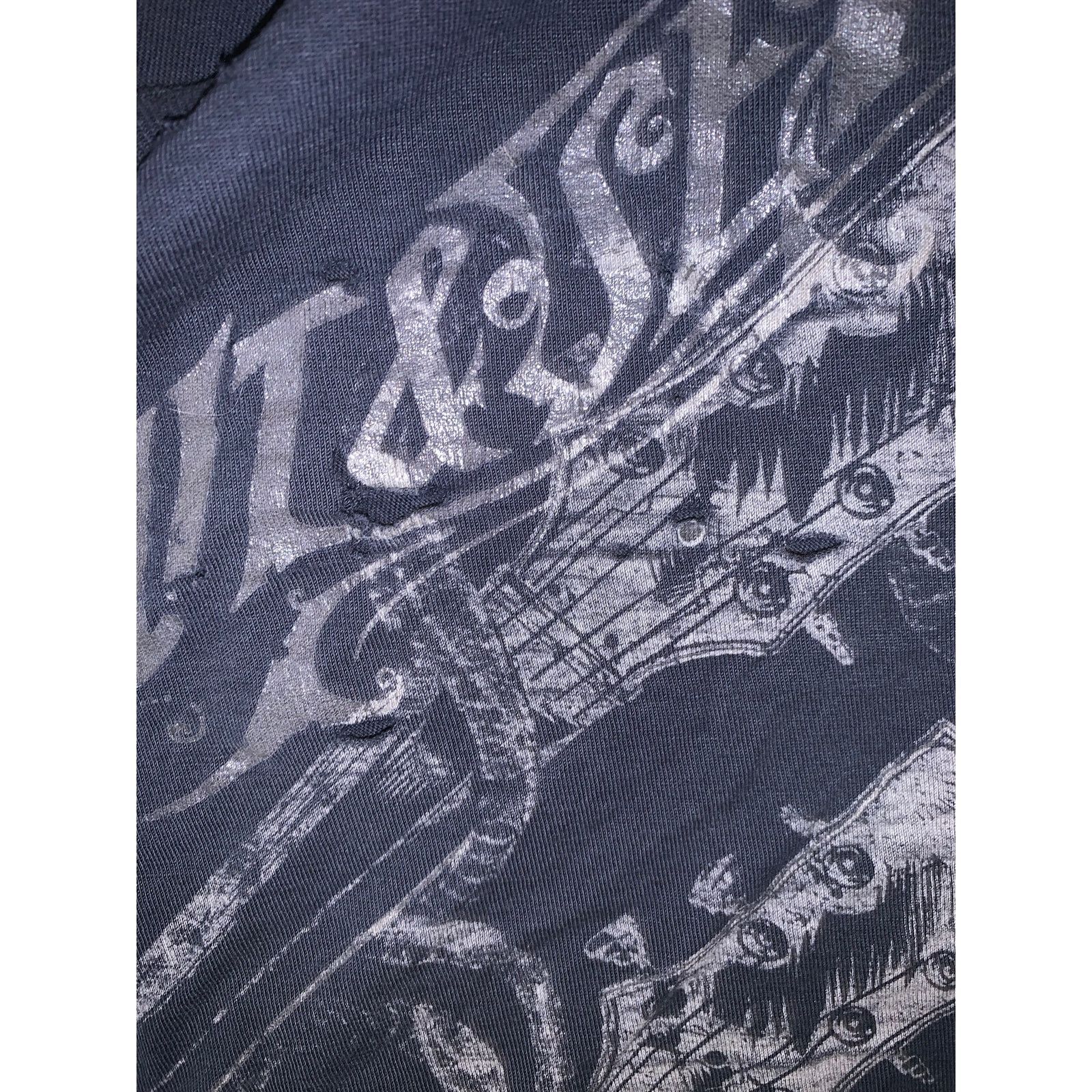 Marc Ecko × Vintage Marc Ecko Cut Sew T Shirt XL Navy Distressed Y2K V Neck Size US XL / EU 56 / 4 - 4 Thumbnail