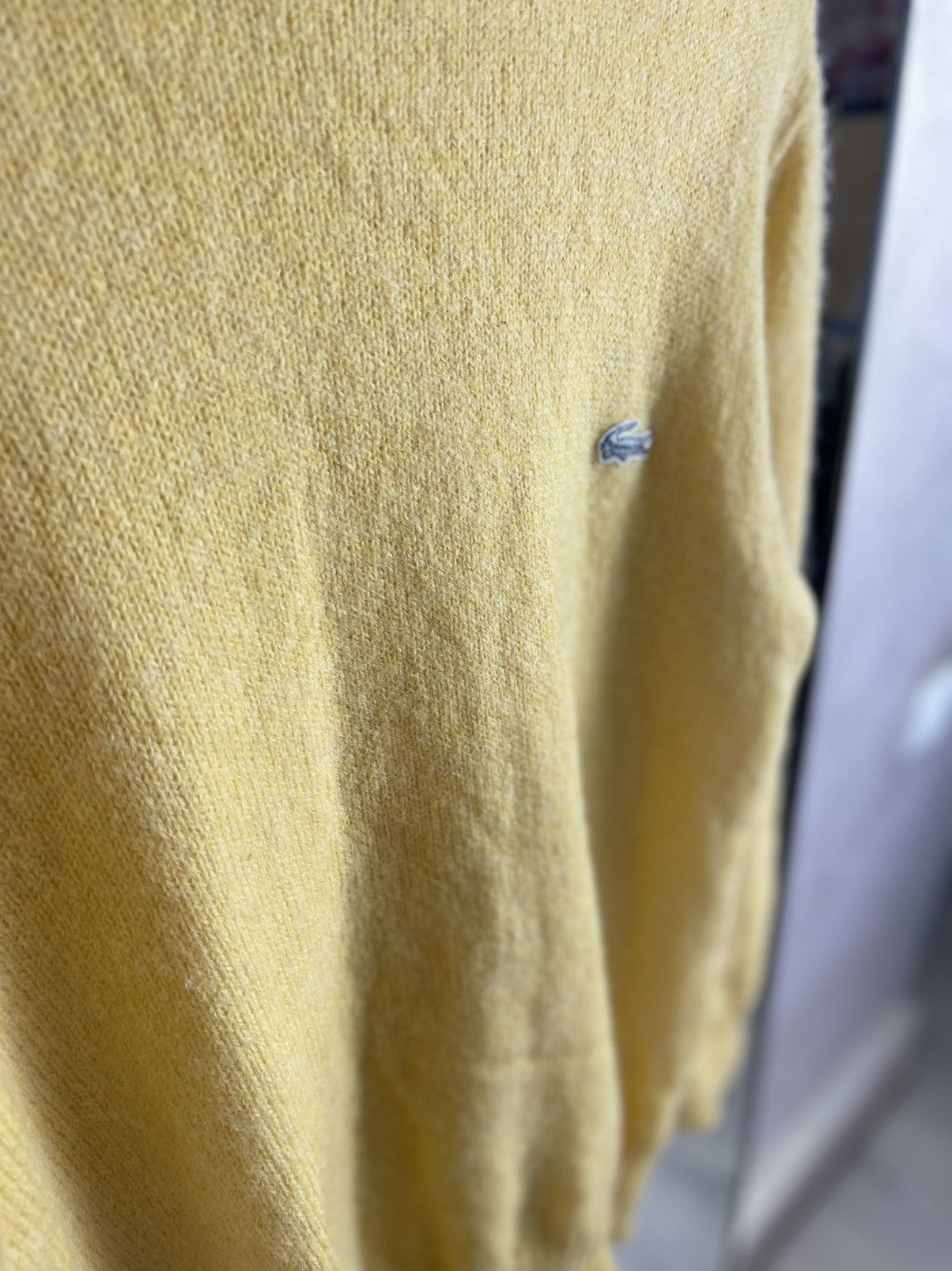 Lacoste Vtg Chemise Lacoste France Pure Wool Knit Yellow Sweater Size US L / EU 52-54 / 3 - 6 Thumbnail