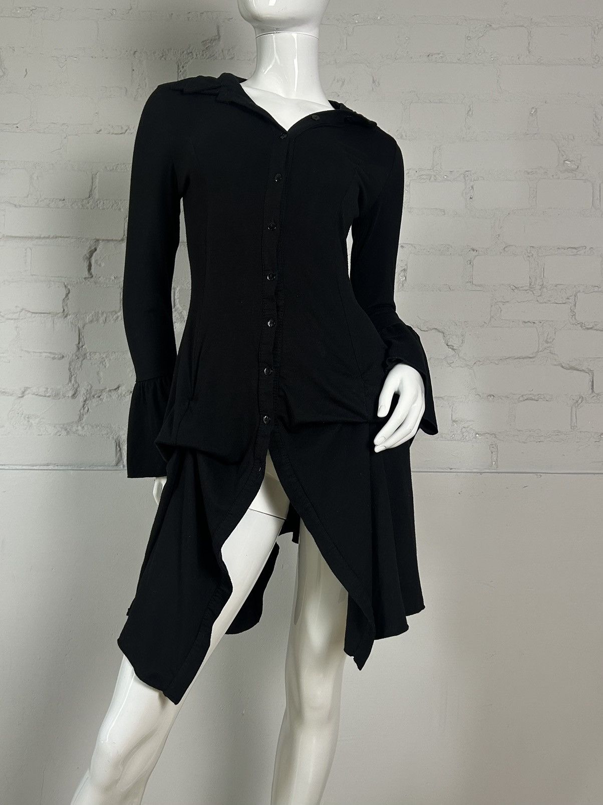 Vintage Italian black draped tunic dress Size S / US 4 / IT 40 - 2 Thumbnail