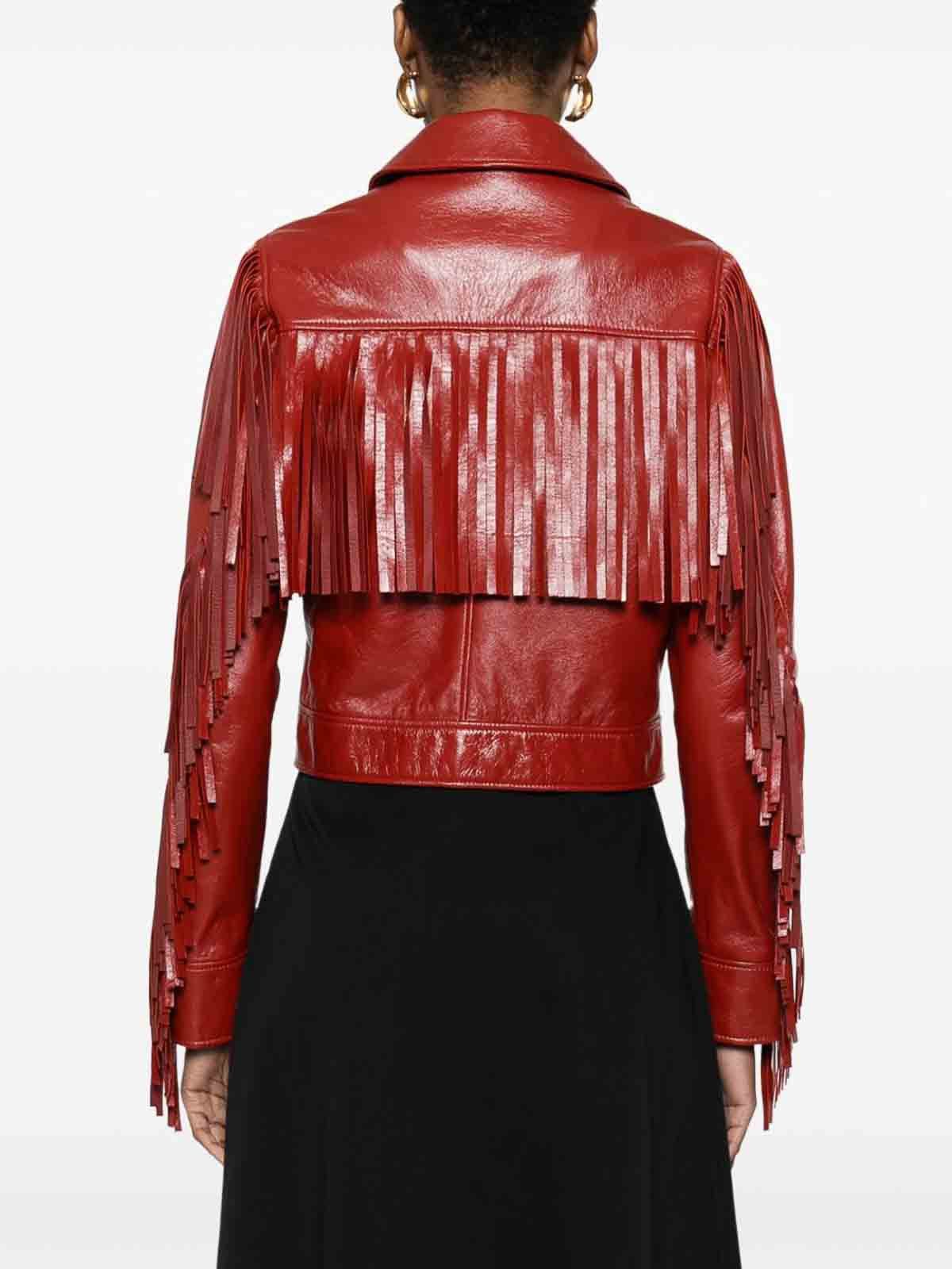 Chloe o1loc1c11125 Leather Jacket in Plaid Red Size M / US 6-8 / IT 42-44 - 4 Thumbnail