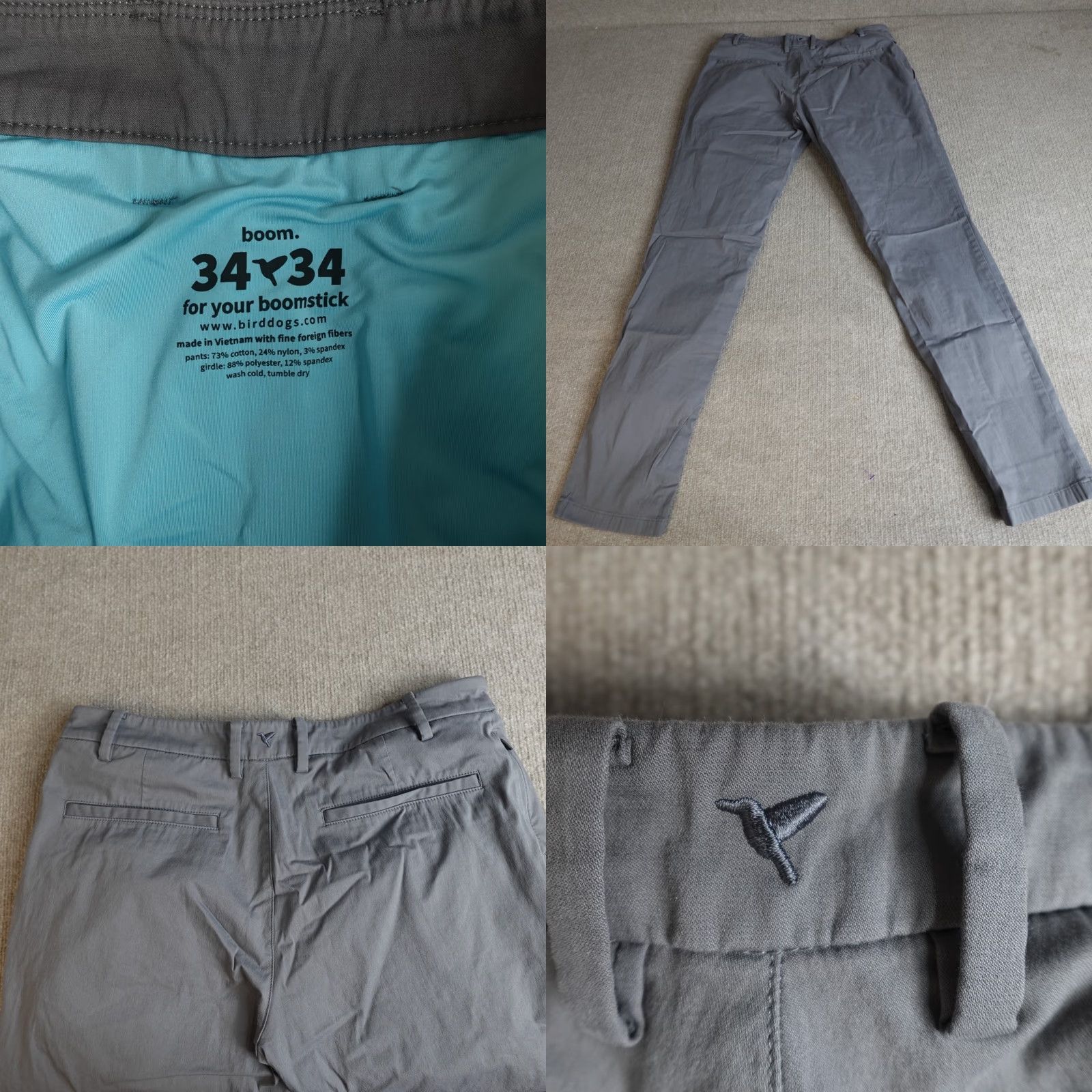 Vintage Birddogs Mens Pants 34 x 31 Gray Chino Cotton Blend Casual Slim Flat Front Regular(Hip) Mens Size US 34 / EU 50 - 8 Thumbnail