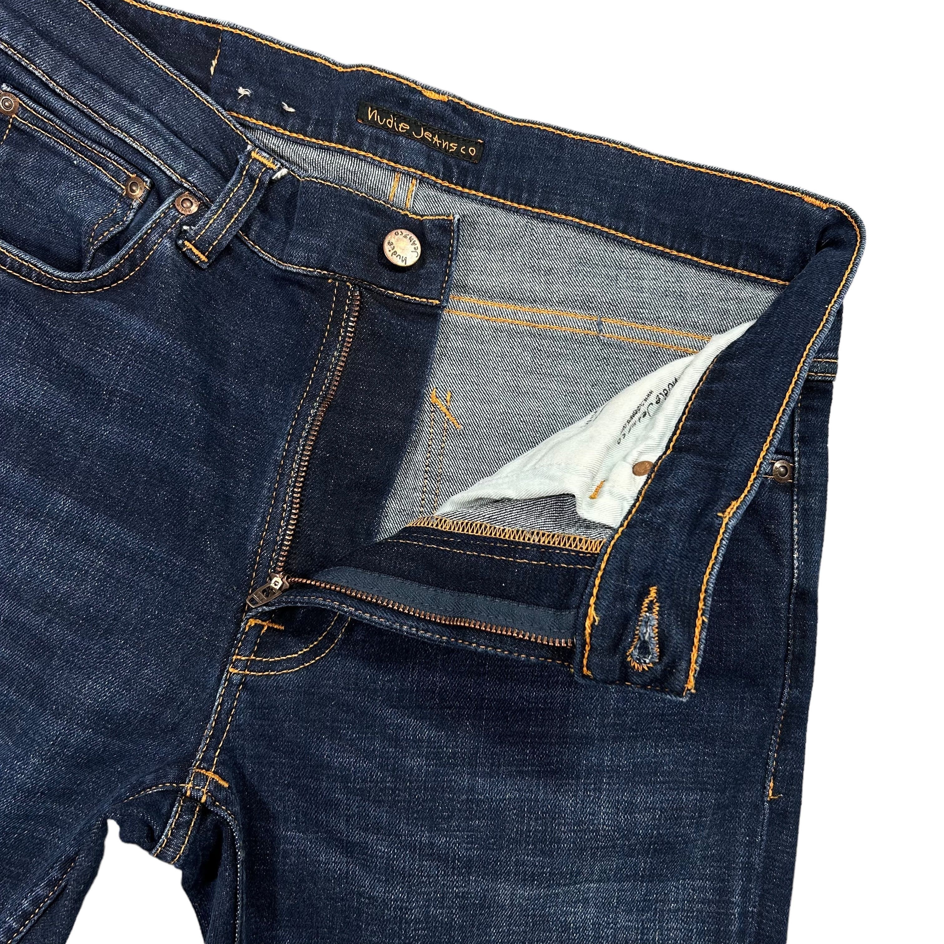 Nudie Jeans Nudie Jeans Lean Dean Dark Deep Worn Slim Taped Denim W31L34 Size US 31 - 5 Thumbnail