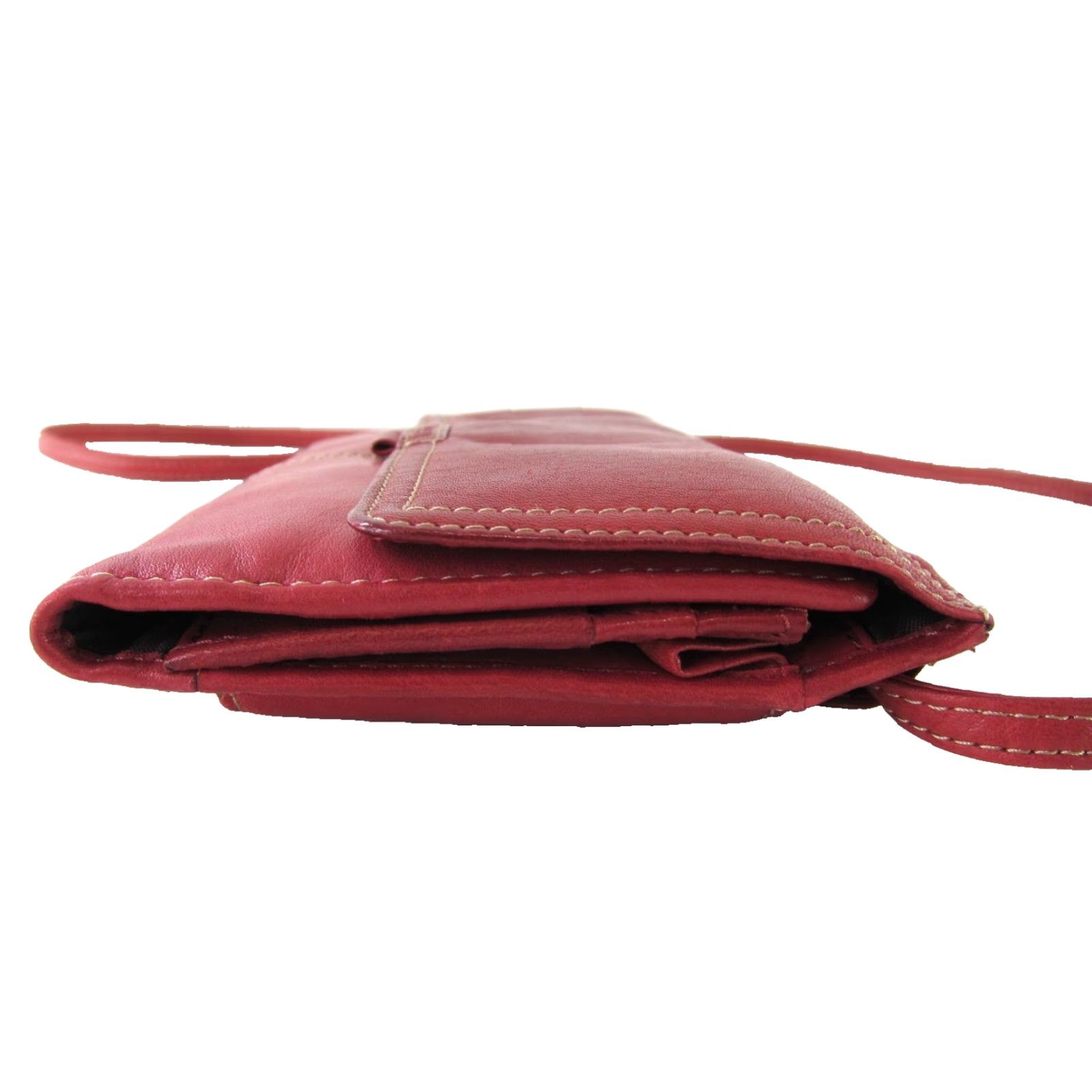 Fossil VINTAGE Fossil Red Leather Crossbody Satchel Wallet Purse Trifold 100% Leather Size ONE SIZE - 5 Thumbnail