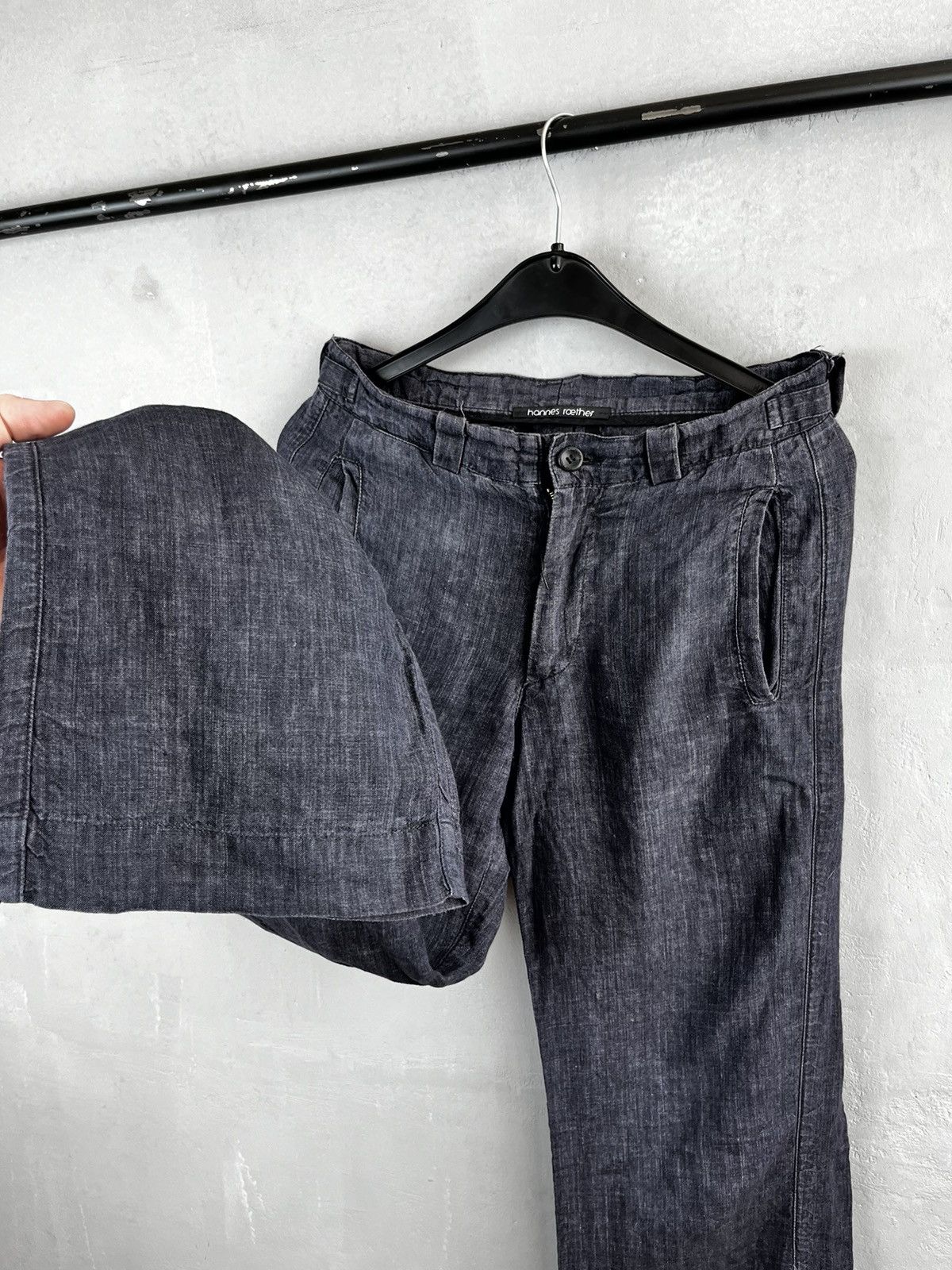 Other × hannes roether Hannes Roether Faded Gray Lace Linen Chino Pants Avant Garde Size US 31 - 14 Thumbnail