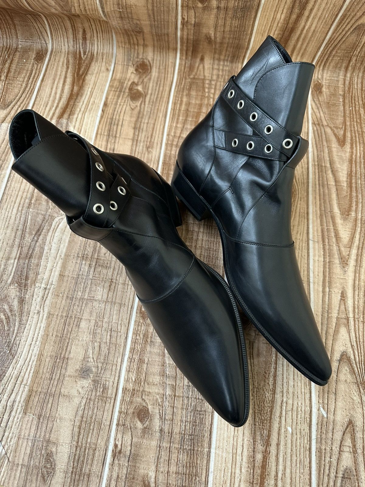 Saint Laurent Paris Hedi Slimane Western Buckle Duckies Boots Size US 10 / EU 43 - 8 Thumbnail