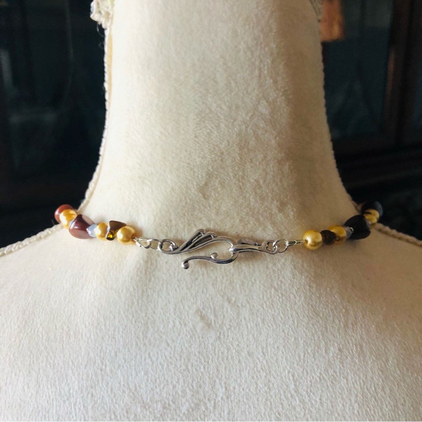 Handmade Handcrafted repurpose Czech glass pearl beaded necklace Size ONE SIZE - 6 Thumbnail