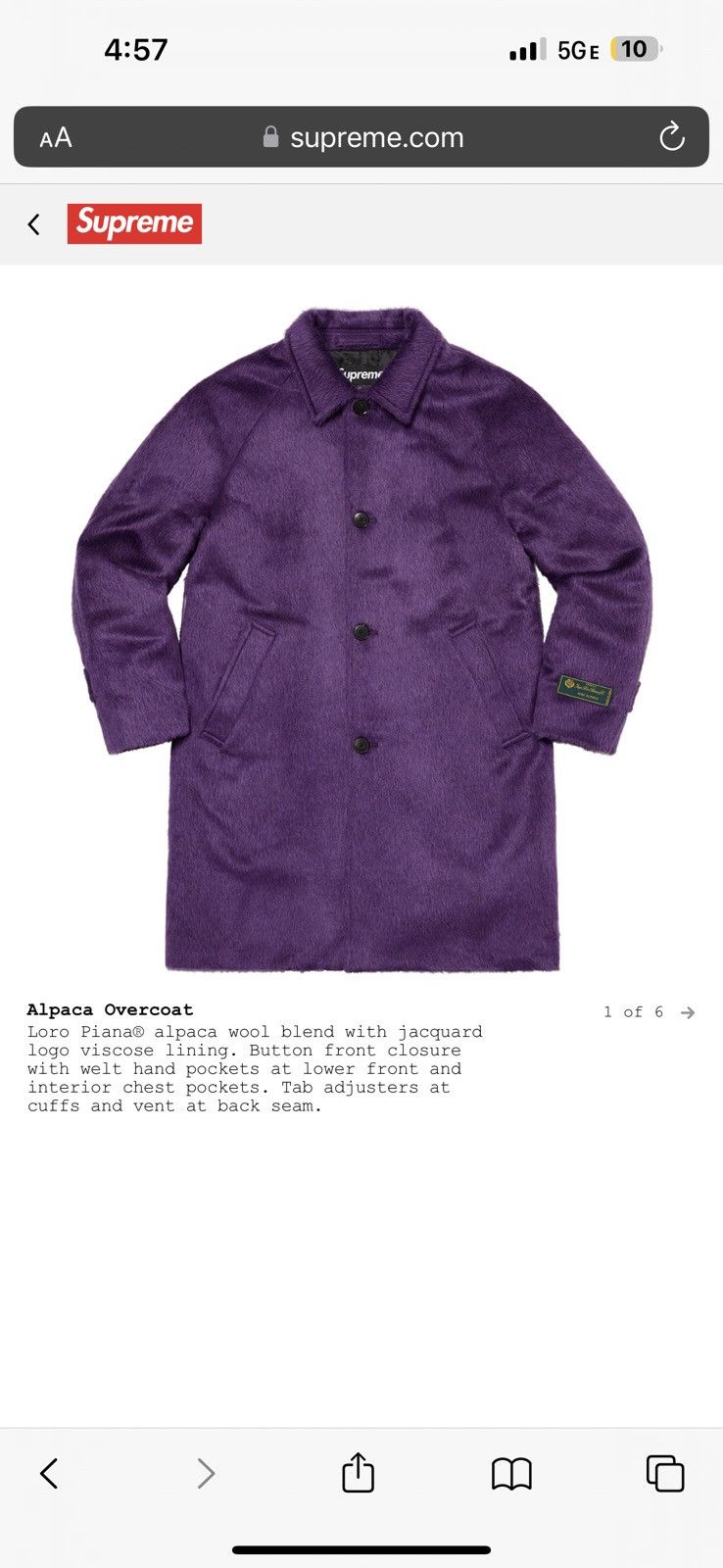 Supreme Supreme Alpaca Overcoat Size US S / EU 44-46 / 1 - 2 Thumbnail