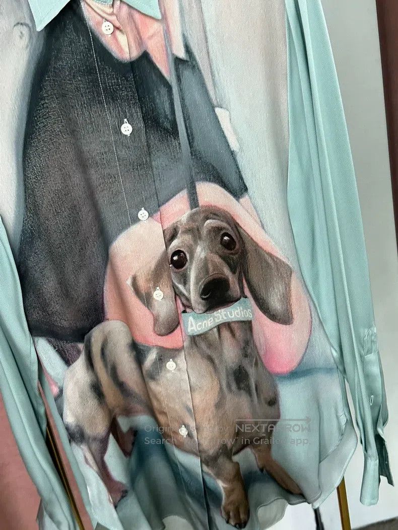 Acne Studios Acne Studios Blue Dog Printed Shirt Size 4XL / US 24-26 - 2 Thumbnail