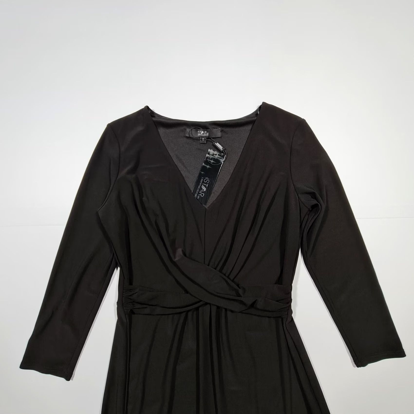 Vintage Star by Julien Macdonald Womens Dress Black 10 UK 3/4 Sleeve Stretch Gown Maxi Size L / US 10 / IT 46 - 2 Thumbnail