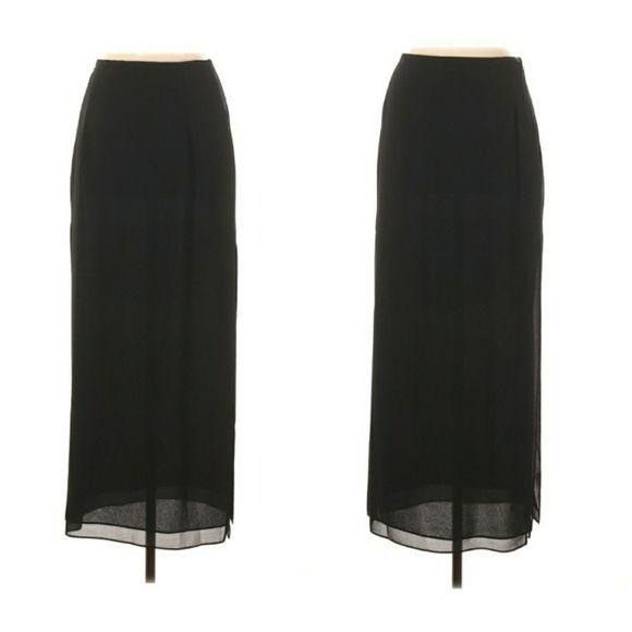 Vintage Vtg 80s JS Collections Formal Maxi Skirt Black Sz 8 Double S Size 30" / US 8 / IT 44 - 15 Thumbnail