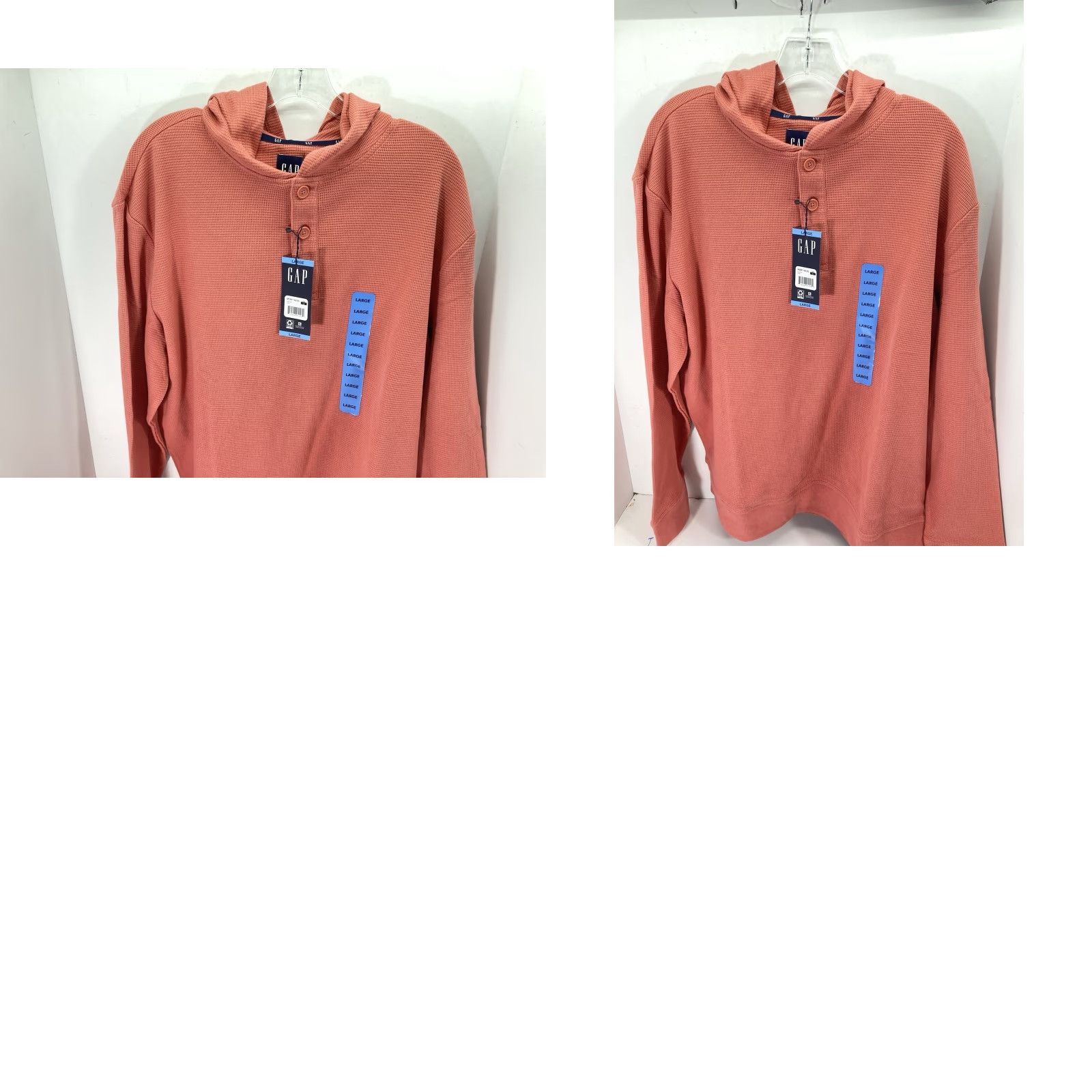 Gap **Gap Men's Large Waffle Henley Hoodie Pullover Orange Long Sleeve** User: Gap Men's Large Waffle Henley Hoodie Pullover Long Sleeve Orange NWT Size US L / EU 52-54 / 3 - 9 Thumbnail