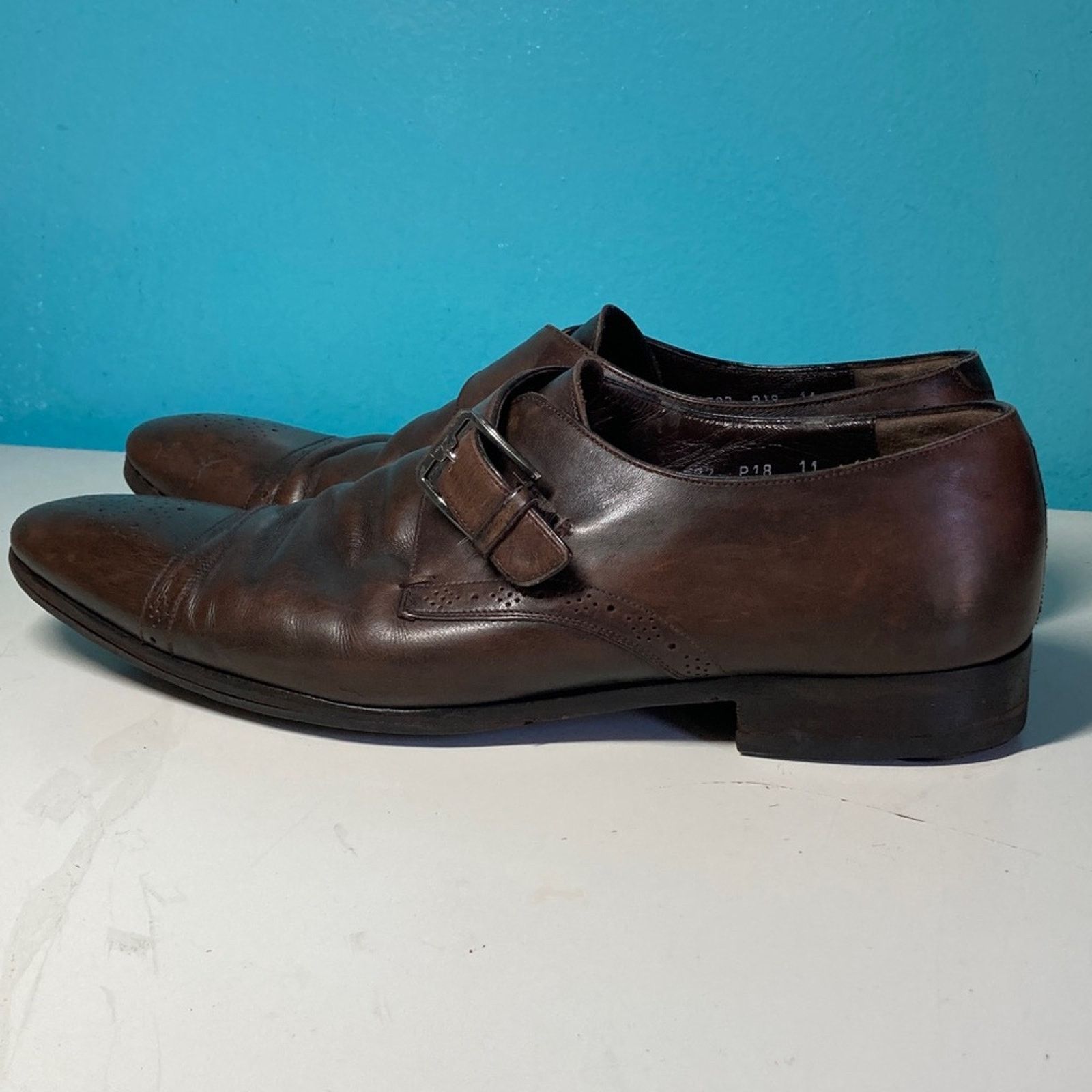 Salvatore Ferragamo Men’s Size 11 Ferragamo Shoes Brown Leather - FLAWS and WEAR Size US 11 / EU 44 - 2 Thumbnail