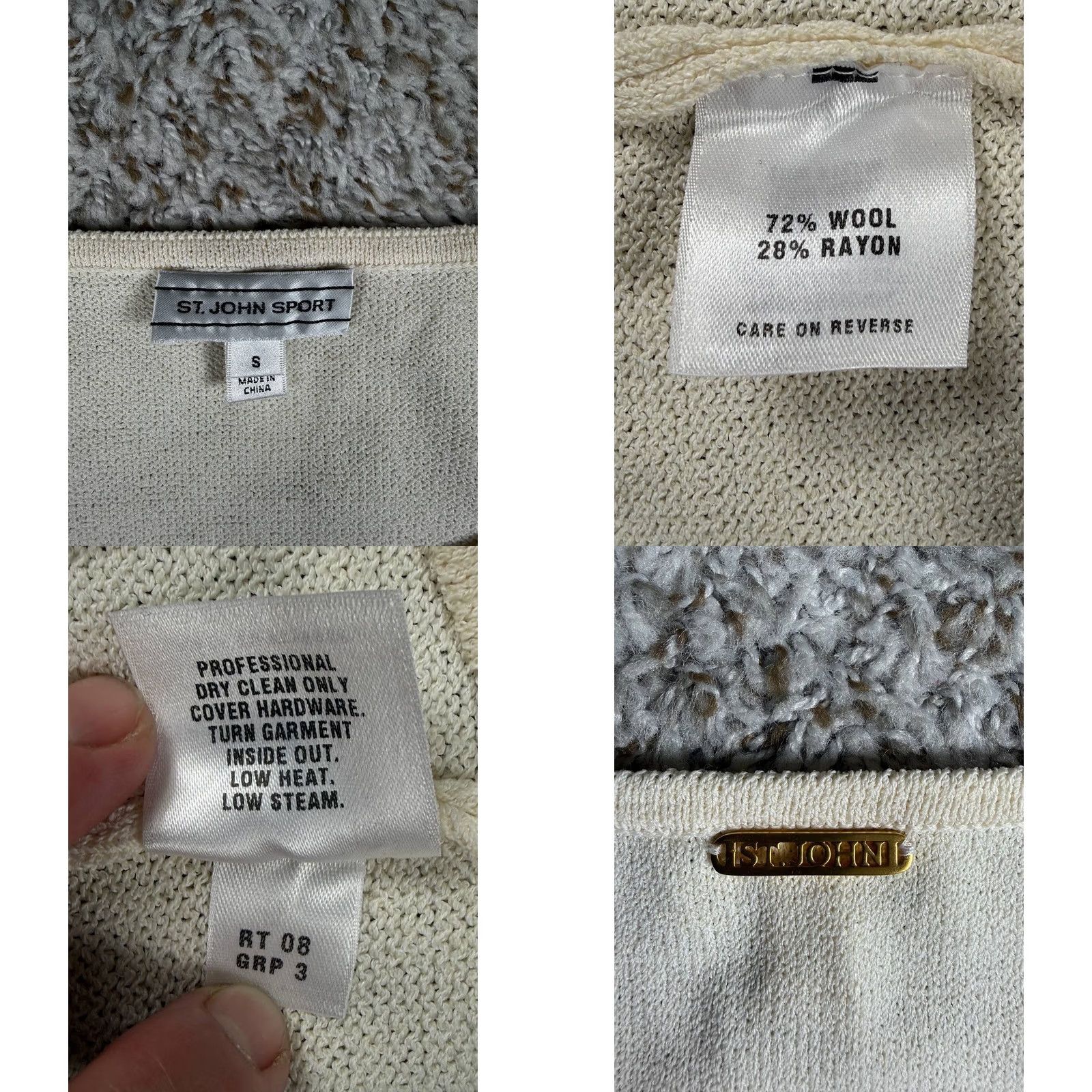 St. John St. John Sport Knit Top Womens Size S Cream Wool Blend Open Sleeves Size S / US 4 / IT 40 - 8 Thumbnail